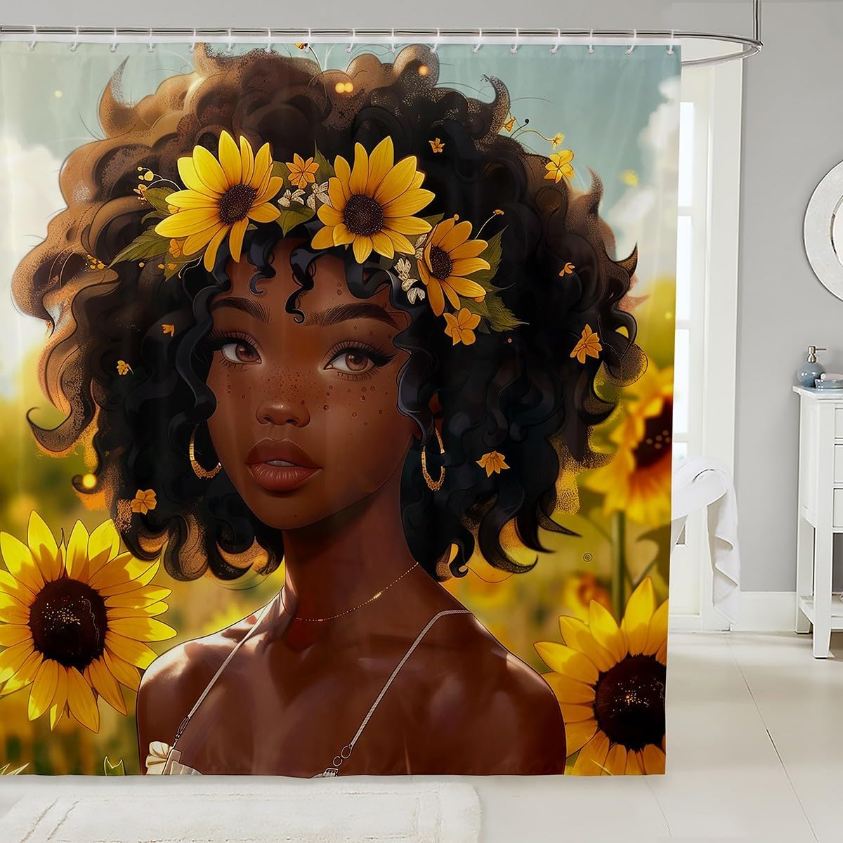 Feelyou African American Black Girl Shower Curtain