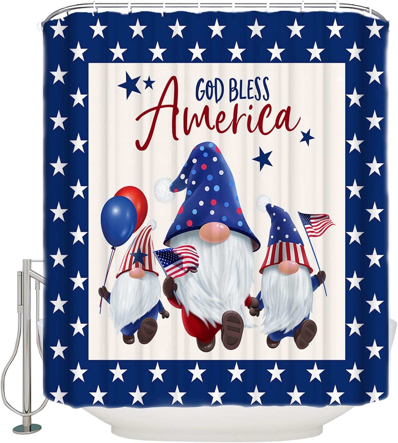 72x72 inches Gnome Star Waterproof Shower Curtain-machine WashablePara Mood Bath Room