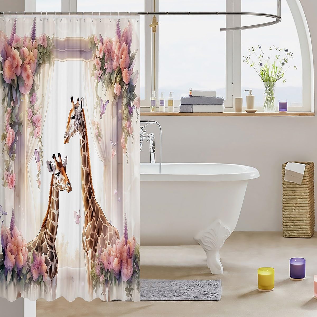 Waterproof Giraffe Shower Curtain for Home Garden or Travel