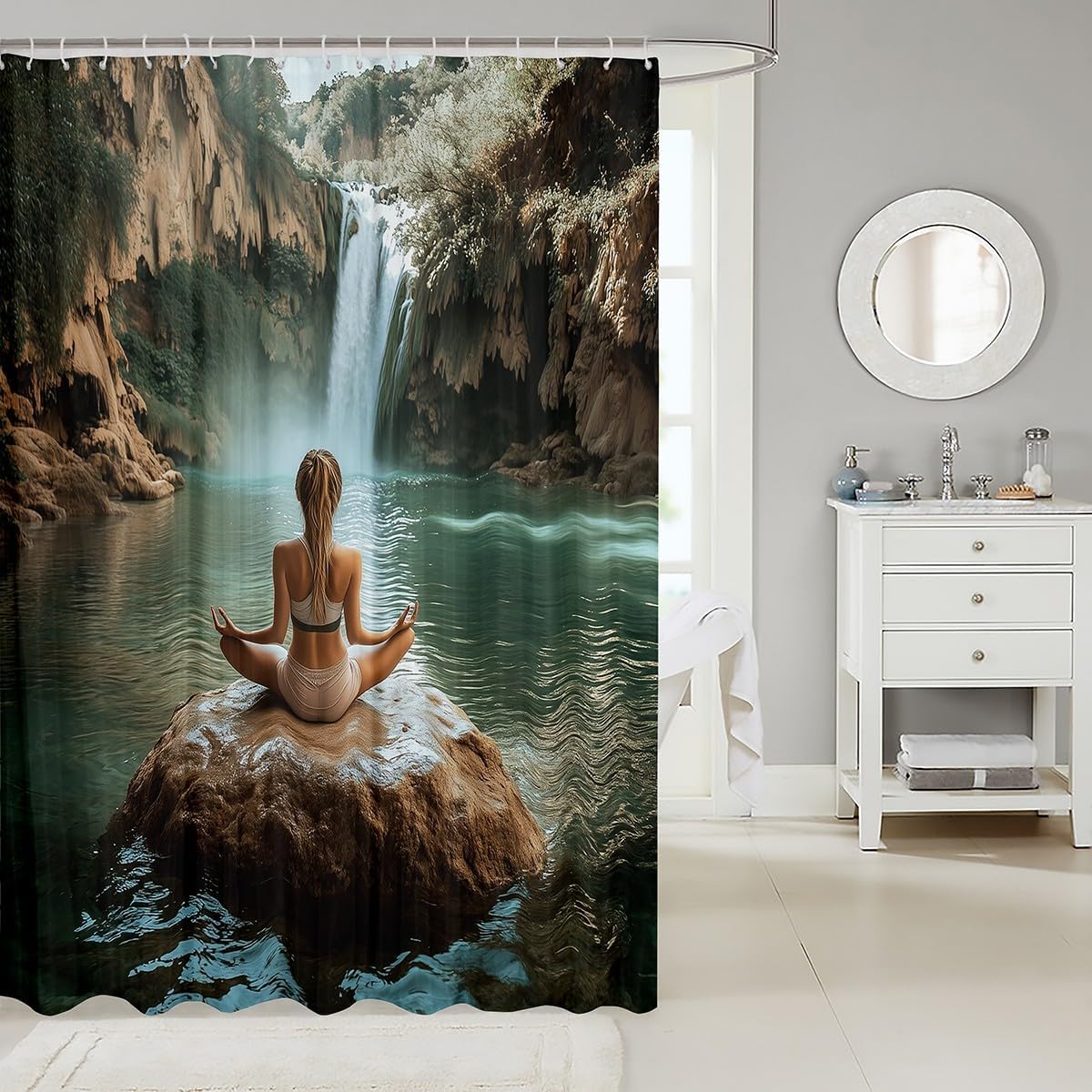 Erosebirdal Eco-Infused Yoga Shower Curtain Set - 72x72 inch