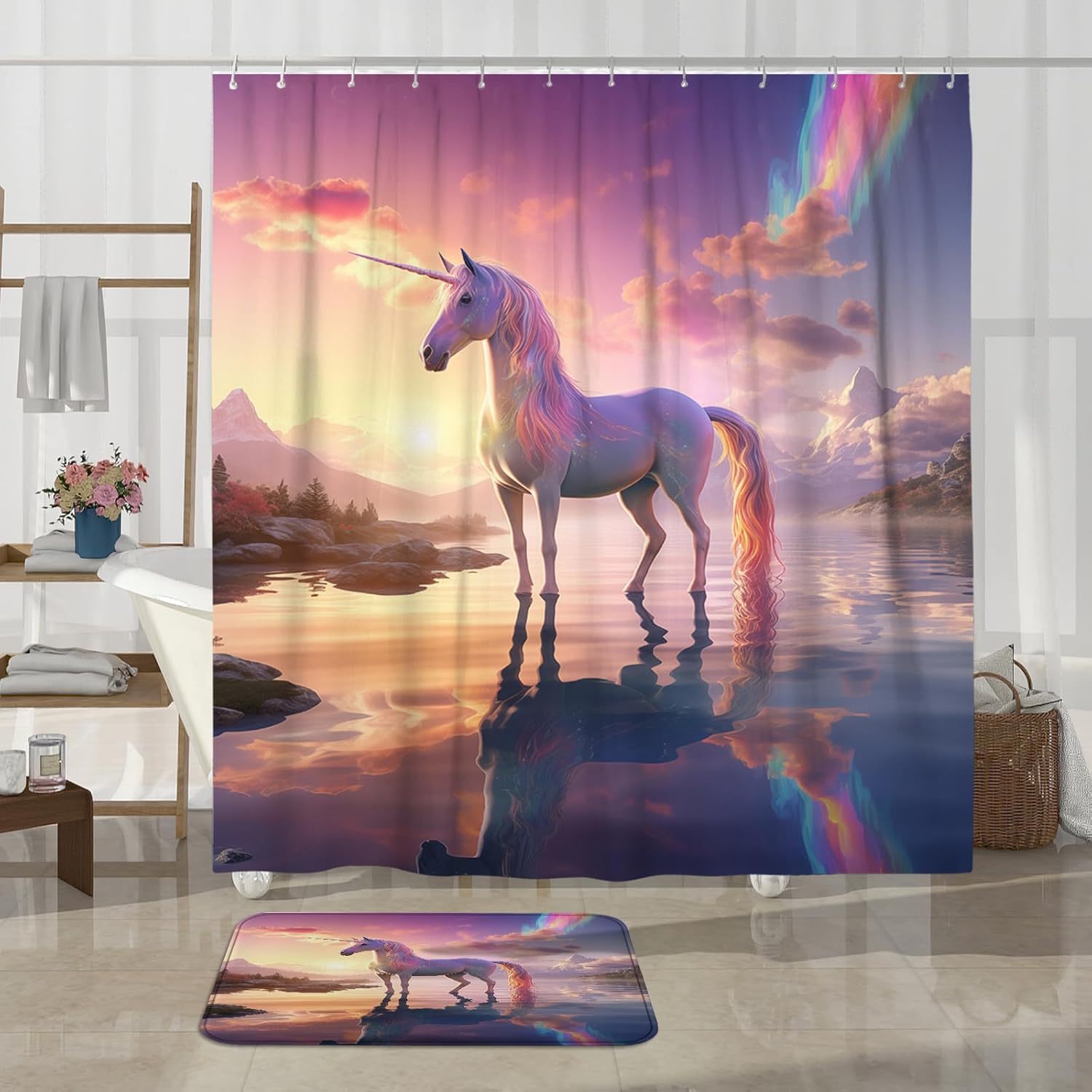 4-Piece Rainbow Unicorn Bath Set