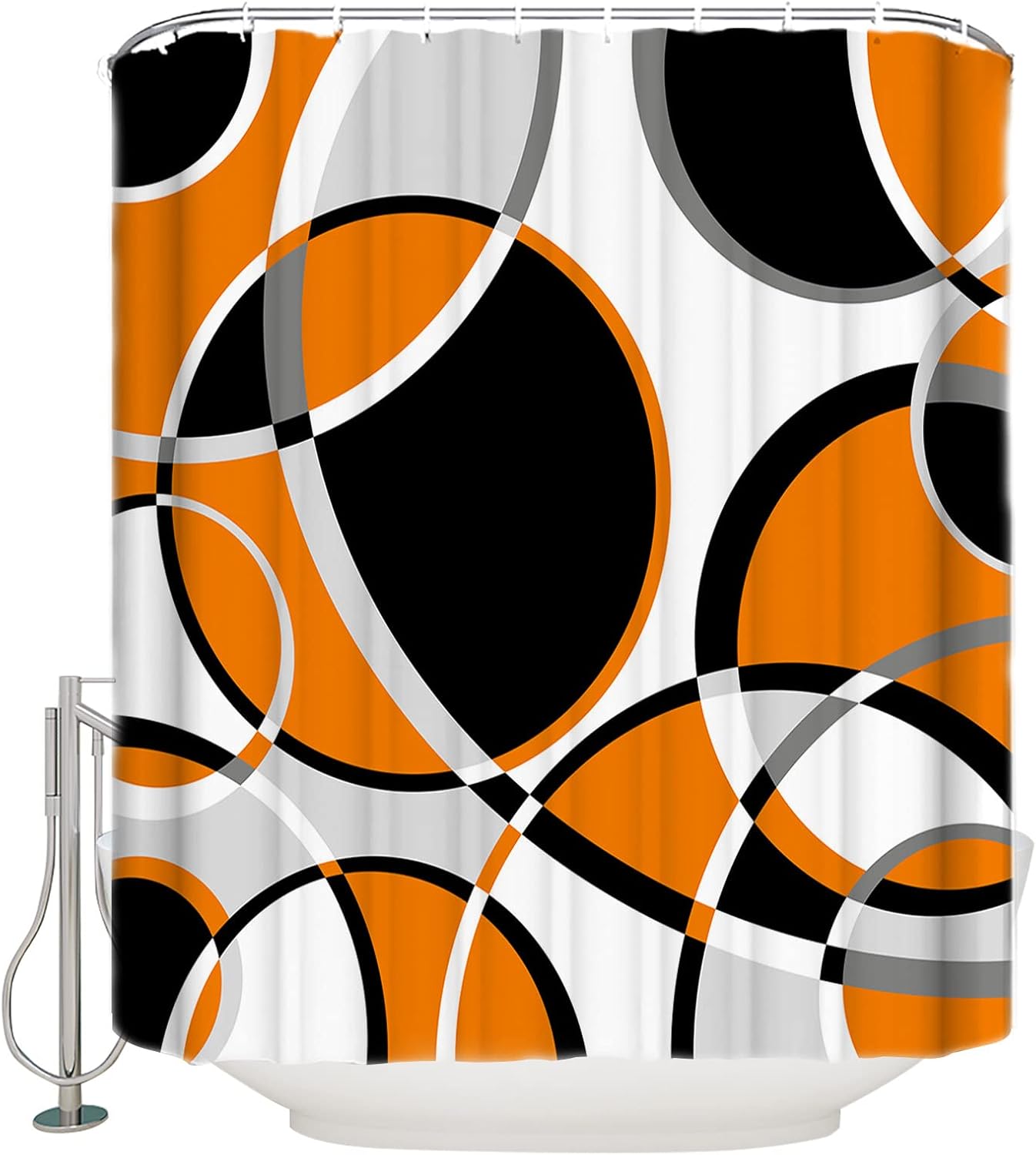 Waterproof Shower Curtain with Abstract Geometric Stripes 72x84 inch