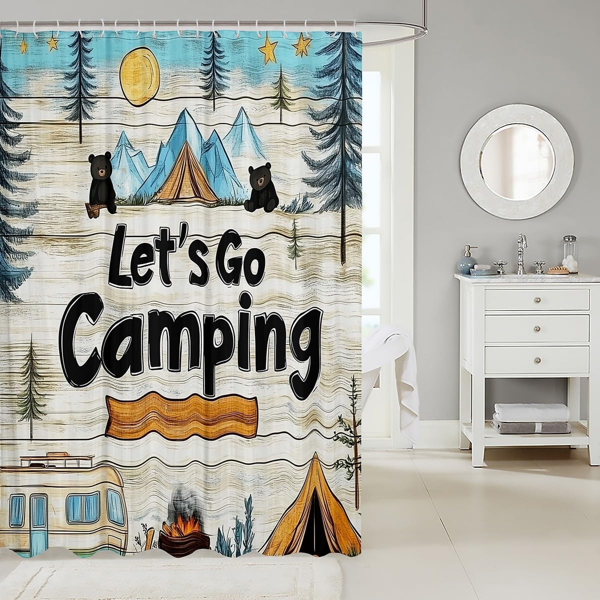 Stylish Camping Shower Curtain for RVs and Cars