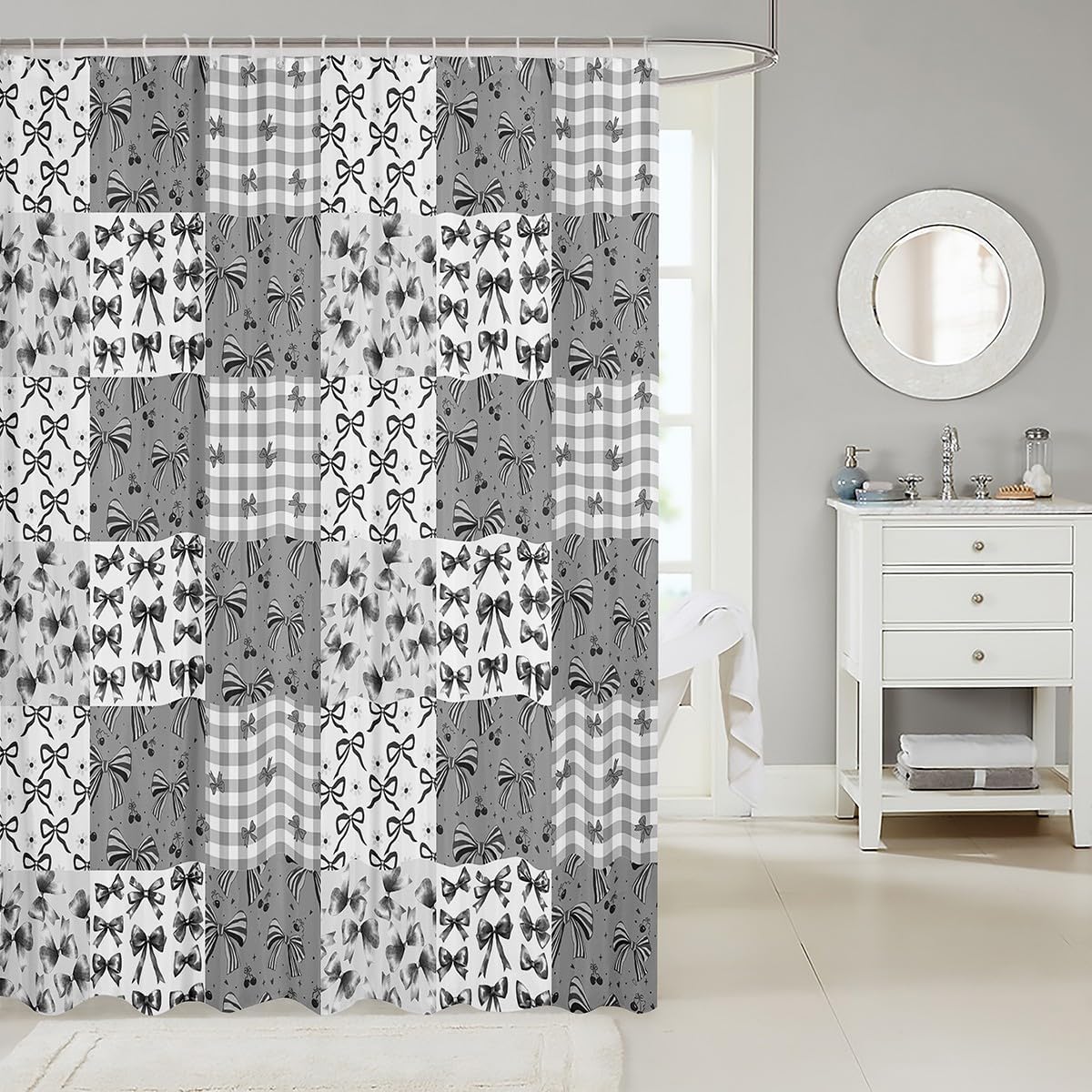 Feelyou Grey Bow Shower Curtain