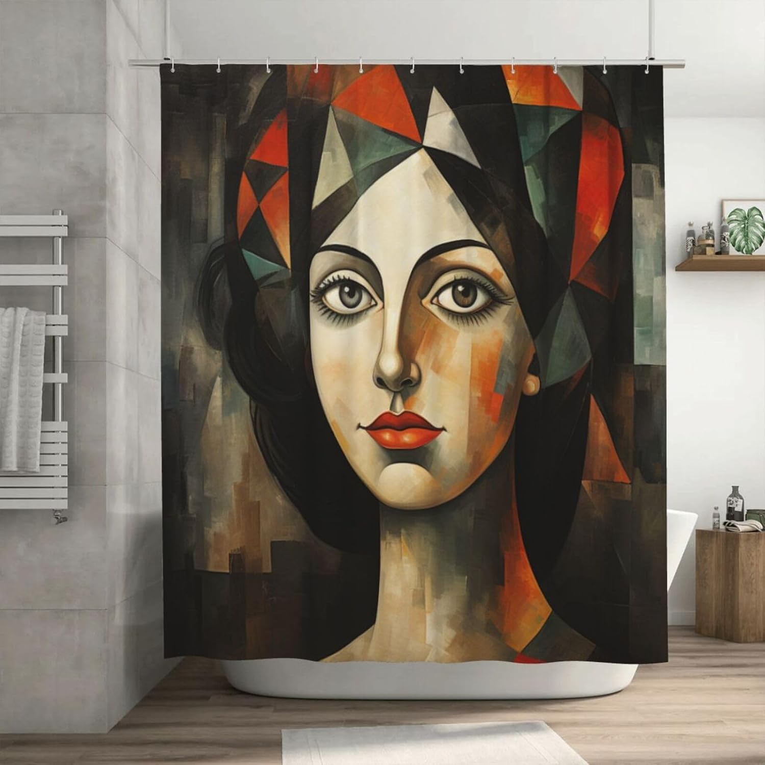 DAOWANGZUO Abstract Girl Shower Curtain Set