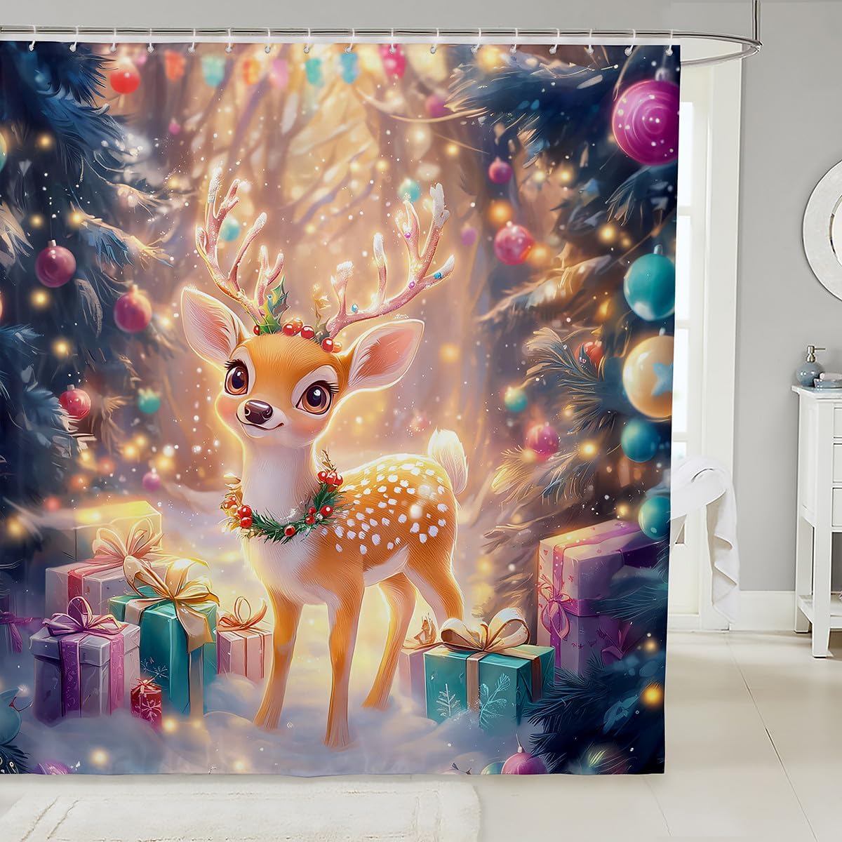 Adorable Deer Bath Curtain