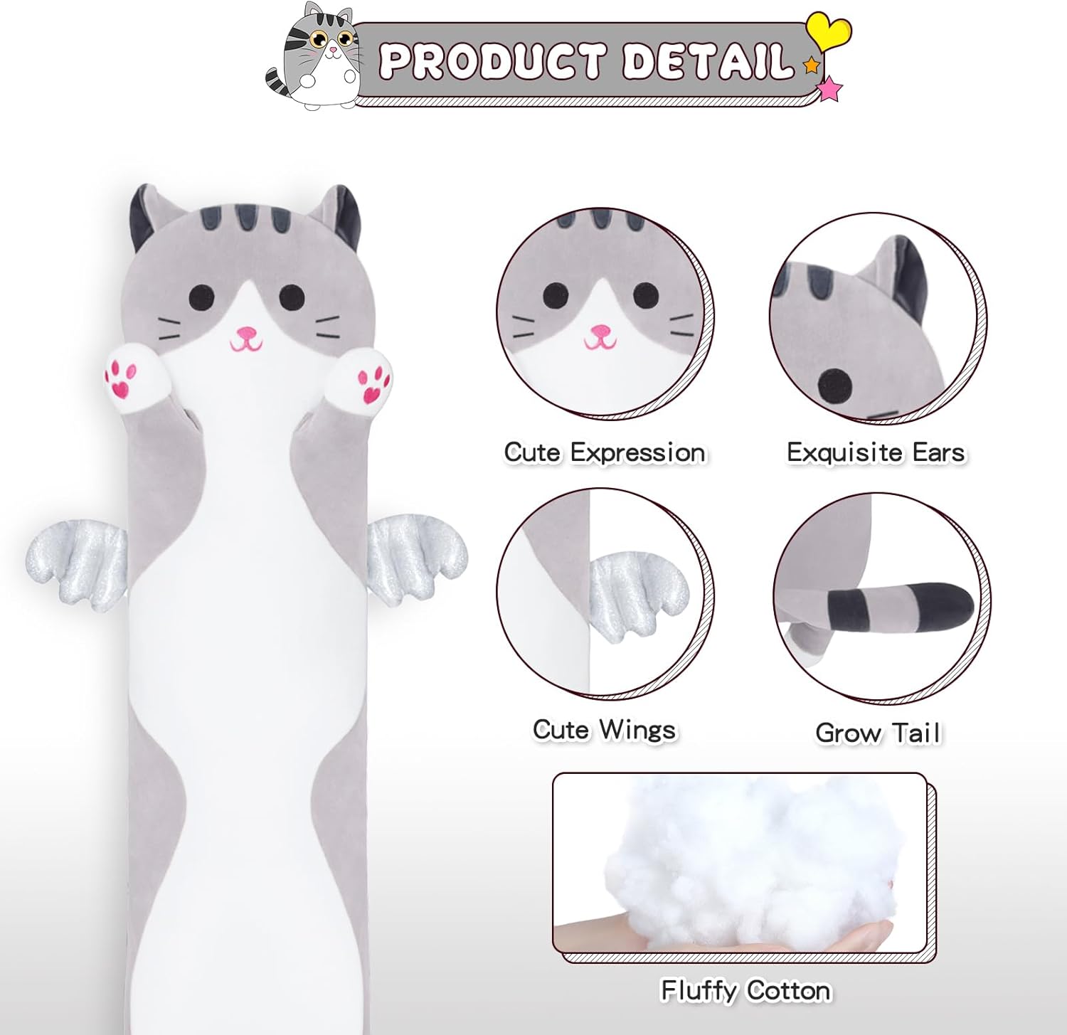 Cuddle with Yeqivo Perfect Cat Pillow for Kids Adults