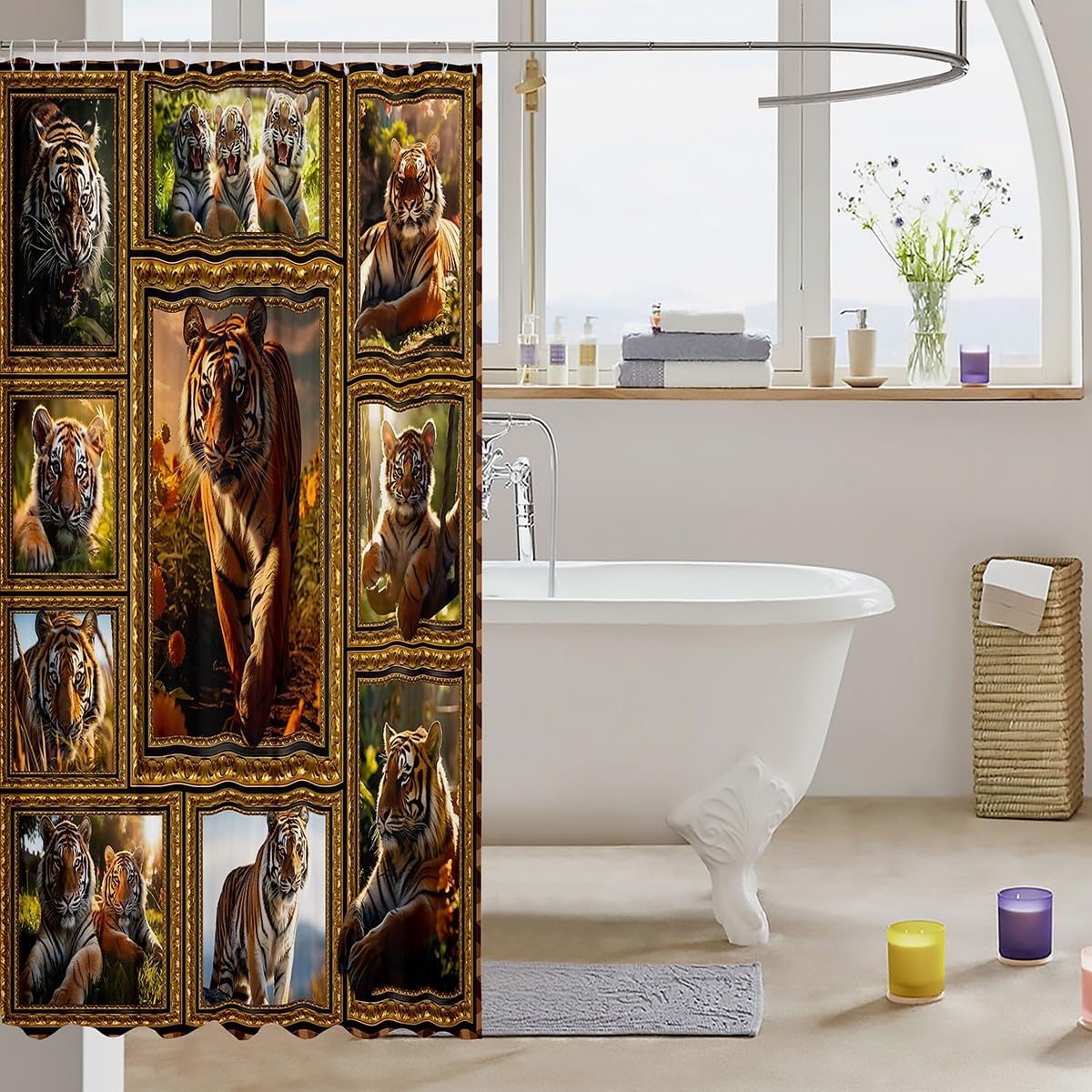 Feelyou Kids Tiger Shower Curtain 72x72 Set