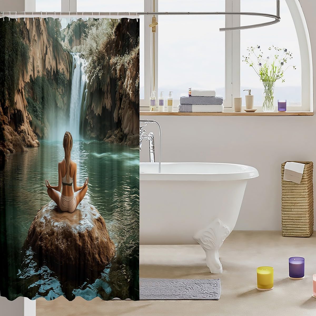 Erosebirdal Eco-Infused Yoga Shower Curtain Set - 72x72 inch