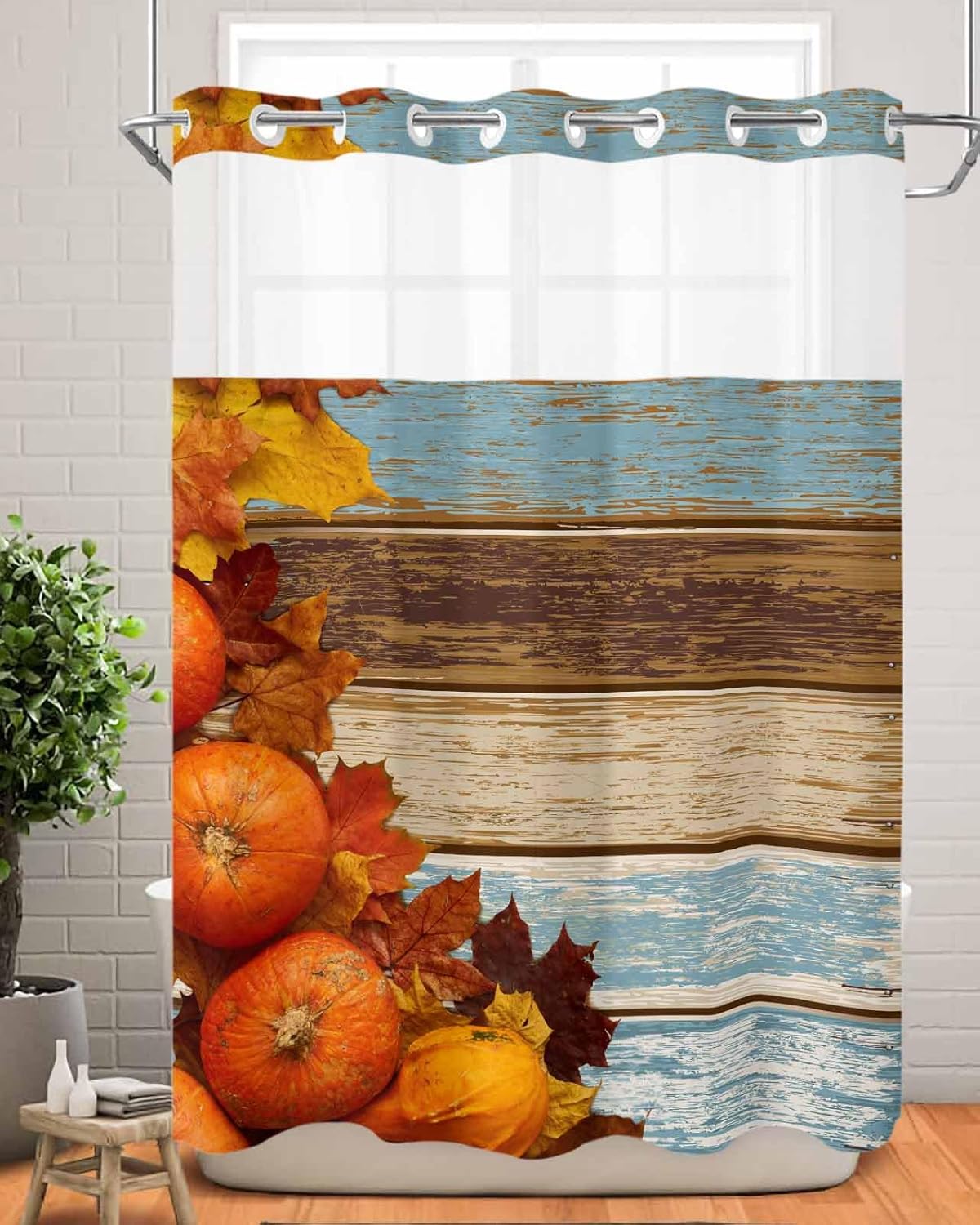 TocaHome No Hook Shower Curtain with Snap Liner 48x72