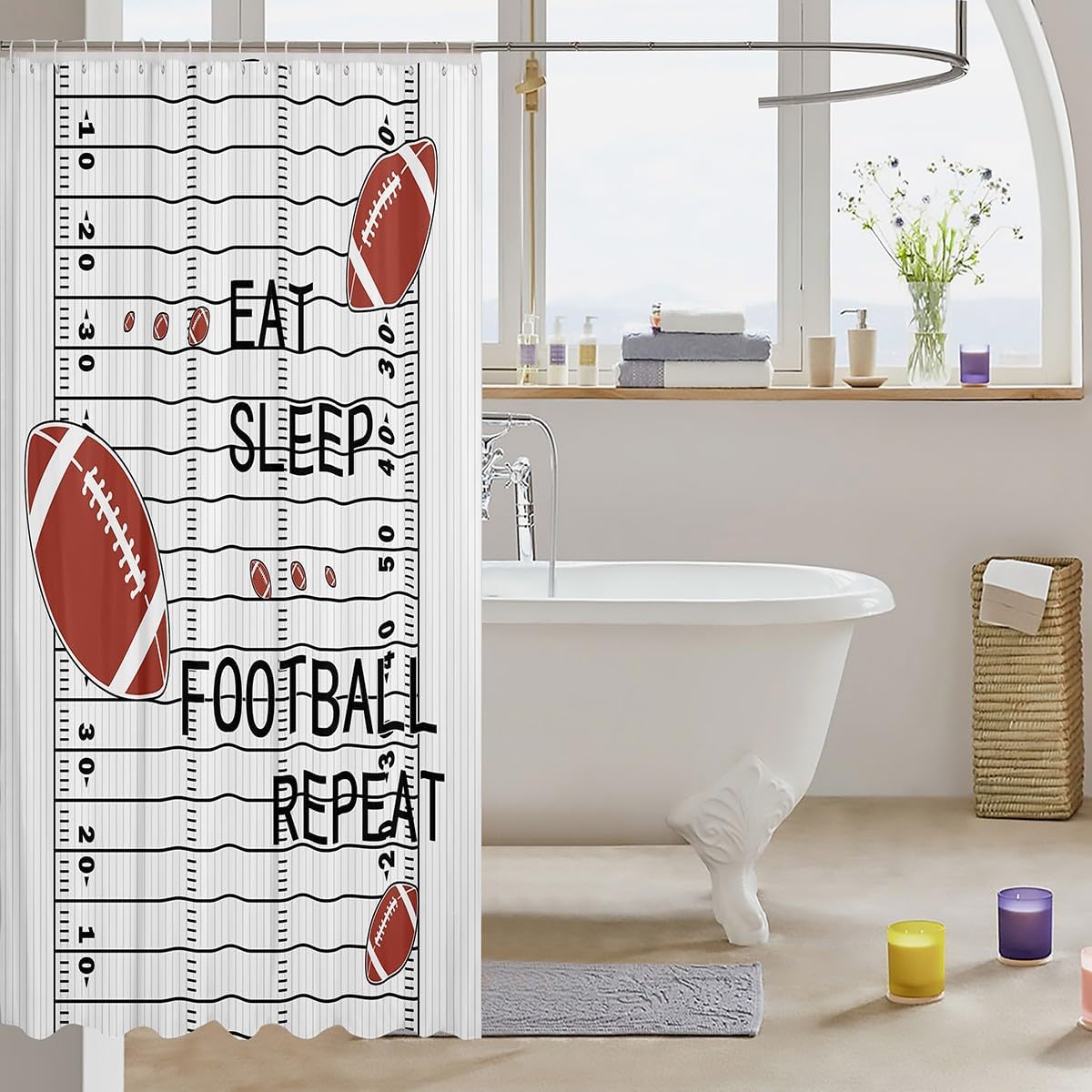 Jejeloiu Kids Football Shower Curtain 72x84