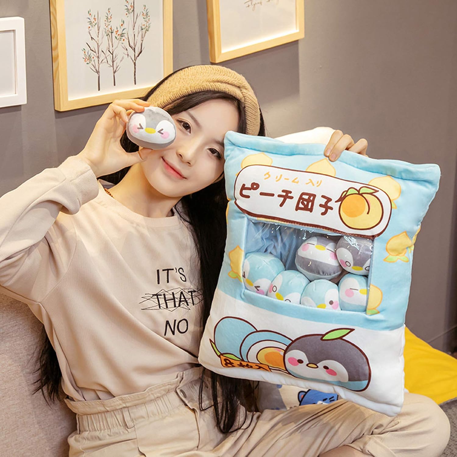 Nenalayo Cute Bag of Penguin Plush Pillow