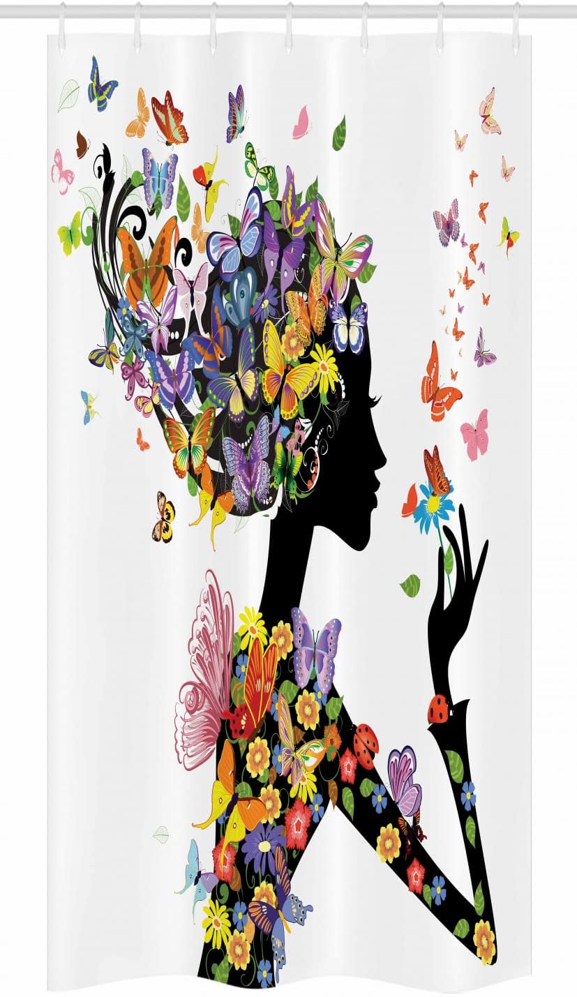 vibrantly designed girls bath shower curtain with unique floral patterns from France