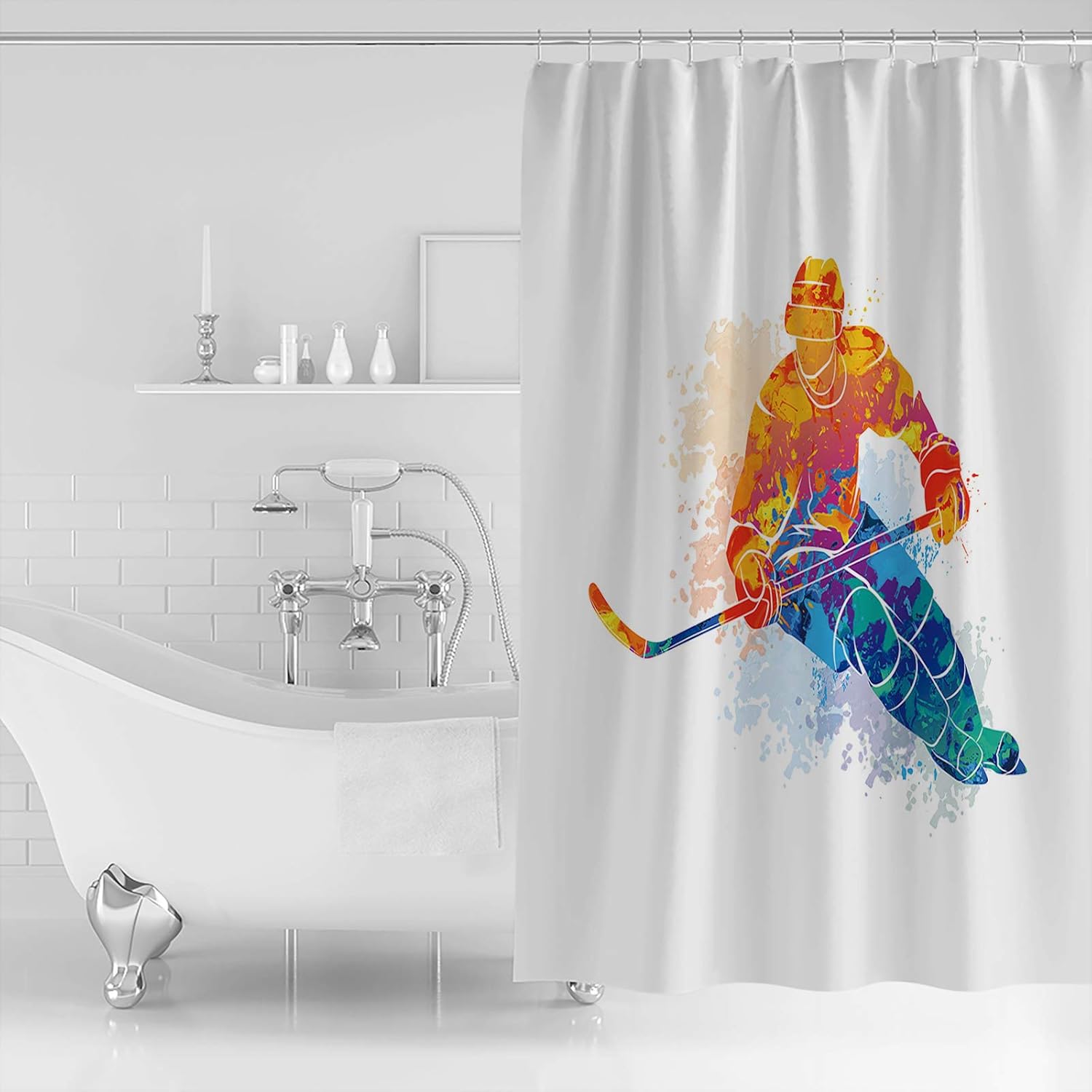 78 Watercolor Eco-Friendly Shower Curtain with Hooks