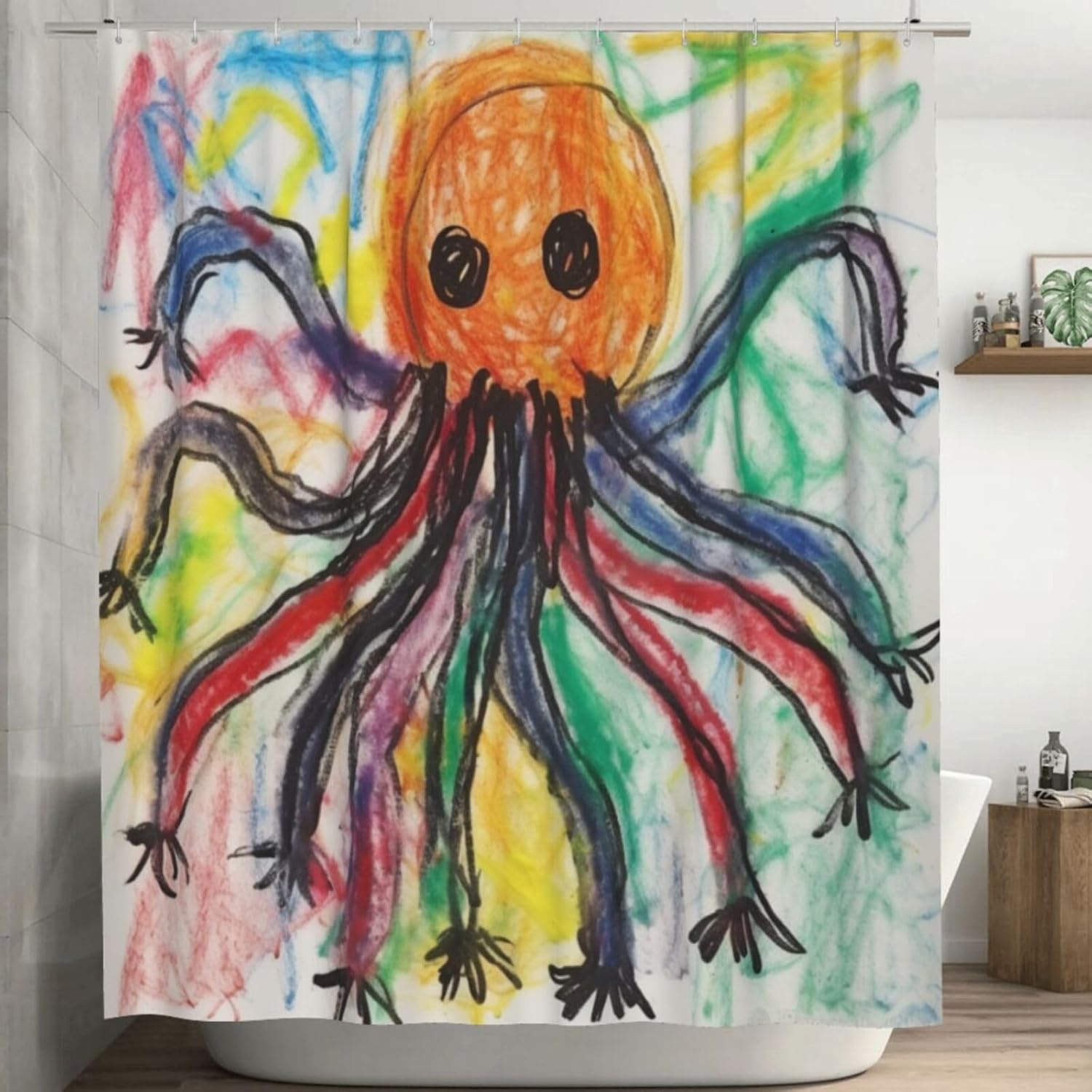 Octopus Shower Curtain - Modern Minimalist Bathroom Design
