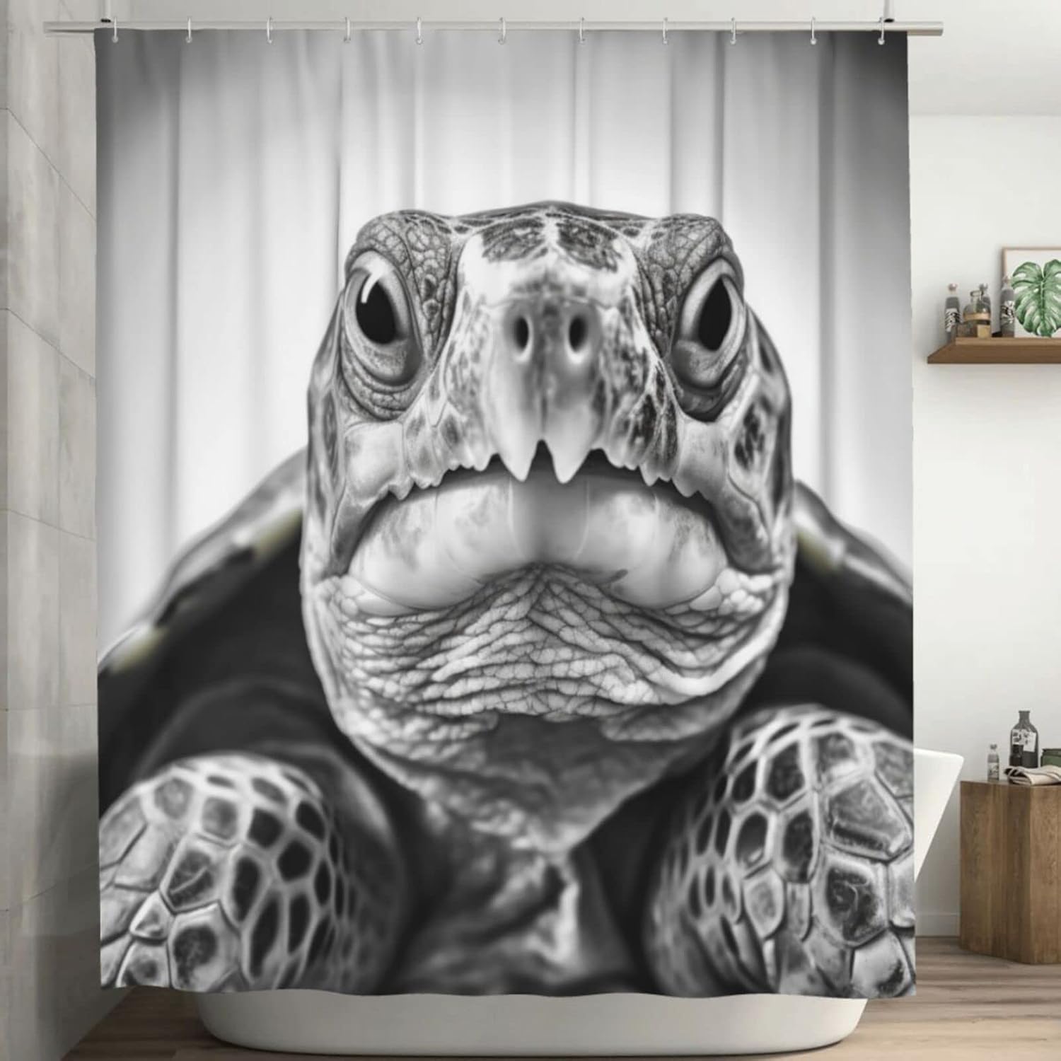 TIFAIR Turtle Animal shower curtain set Boho black white theme waterproof 72x72