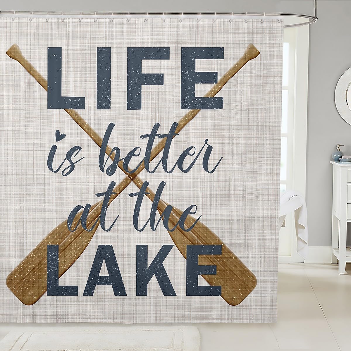 Lake Life Shower Curtain Kids Bath Set with 12 Hooks