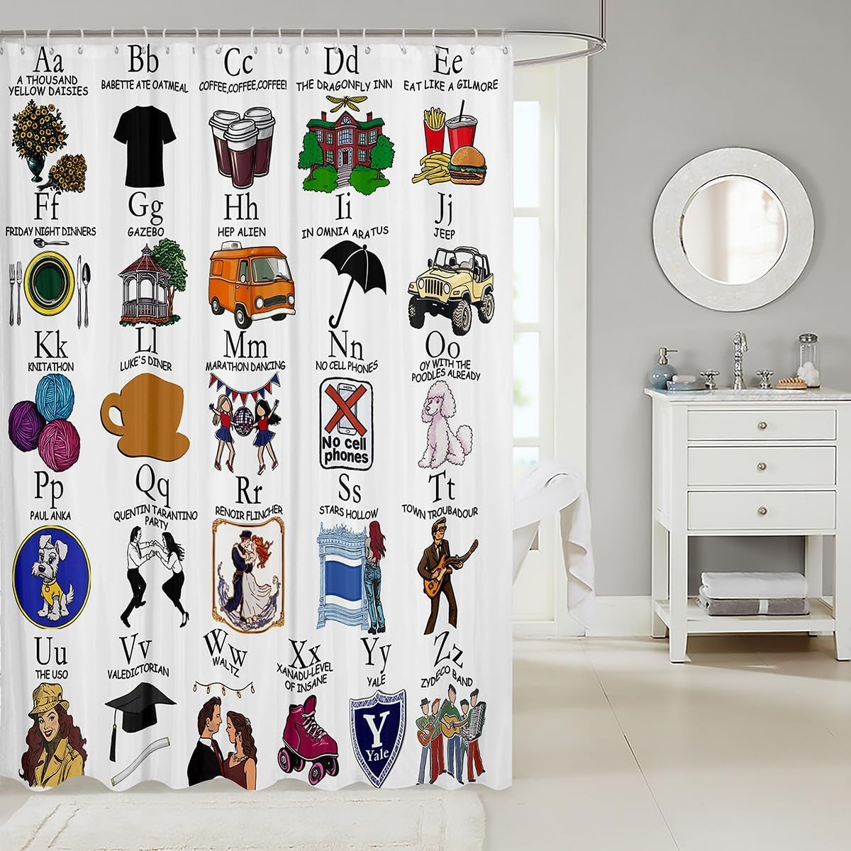 Erosebird Gilmore and Girl Oil Painting Bathroom Curtain
