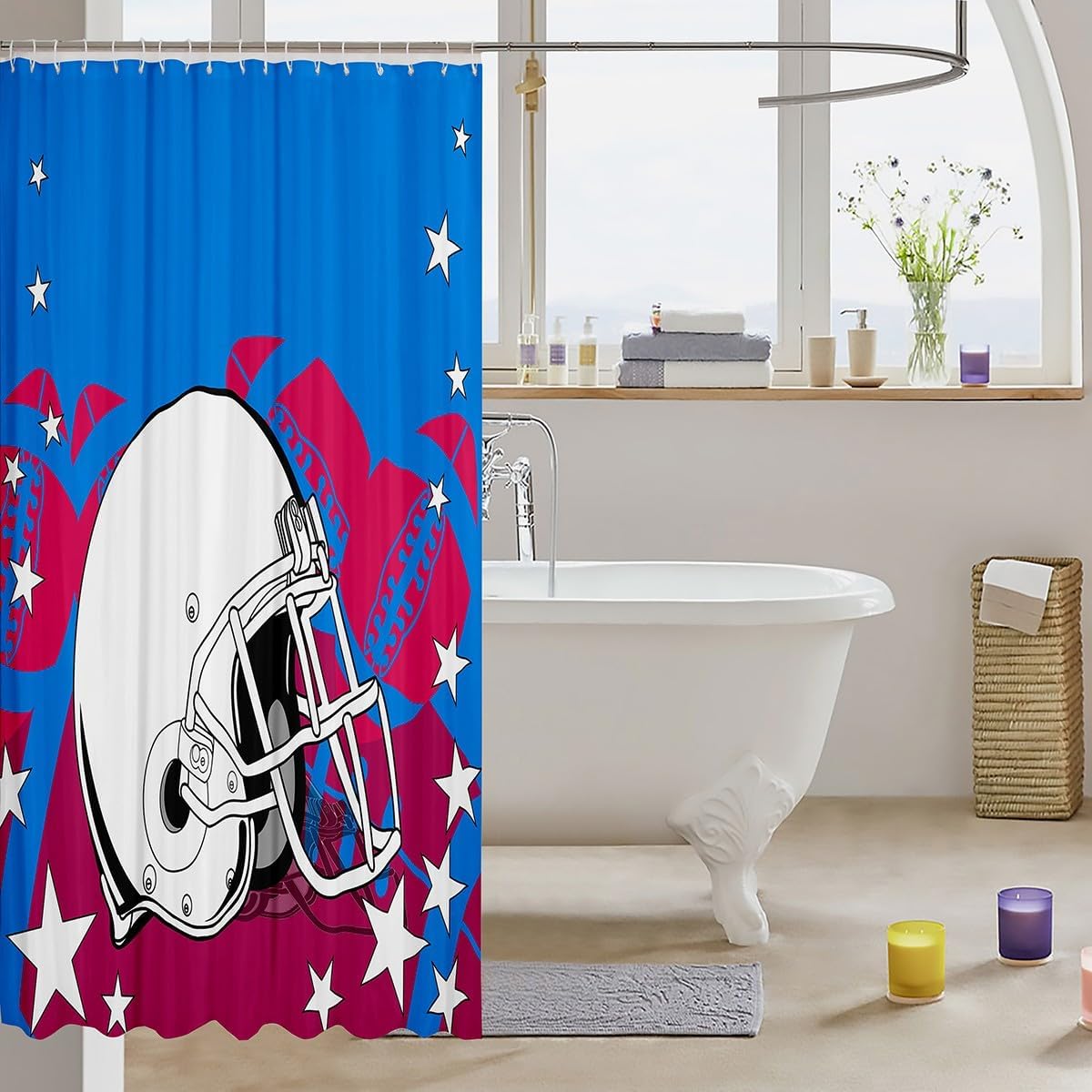 72 American Football Sports Shower Curtain Set