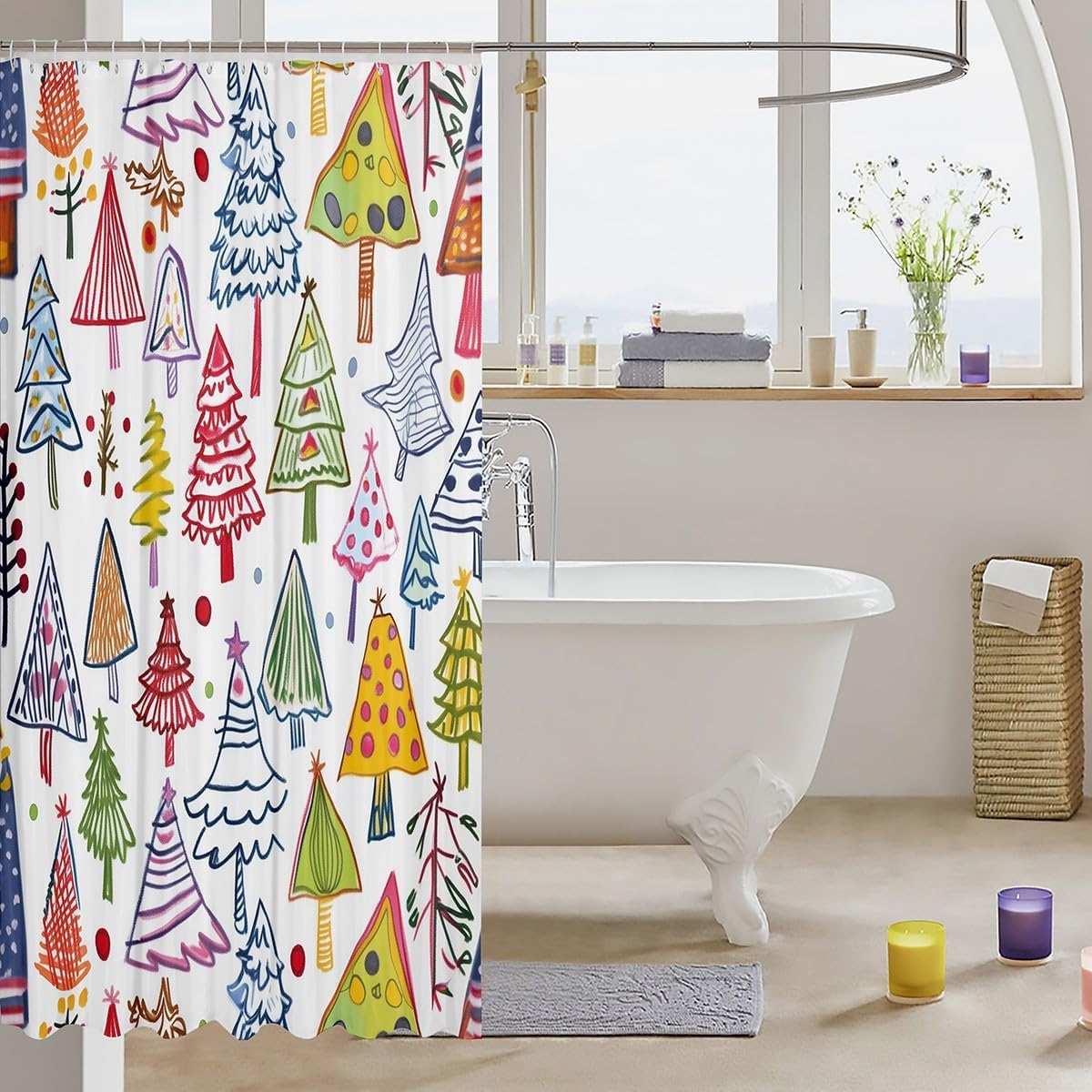 Merry Christmas Castle Fairy - 72 Xmas Shower Curtain Set