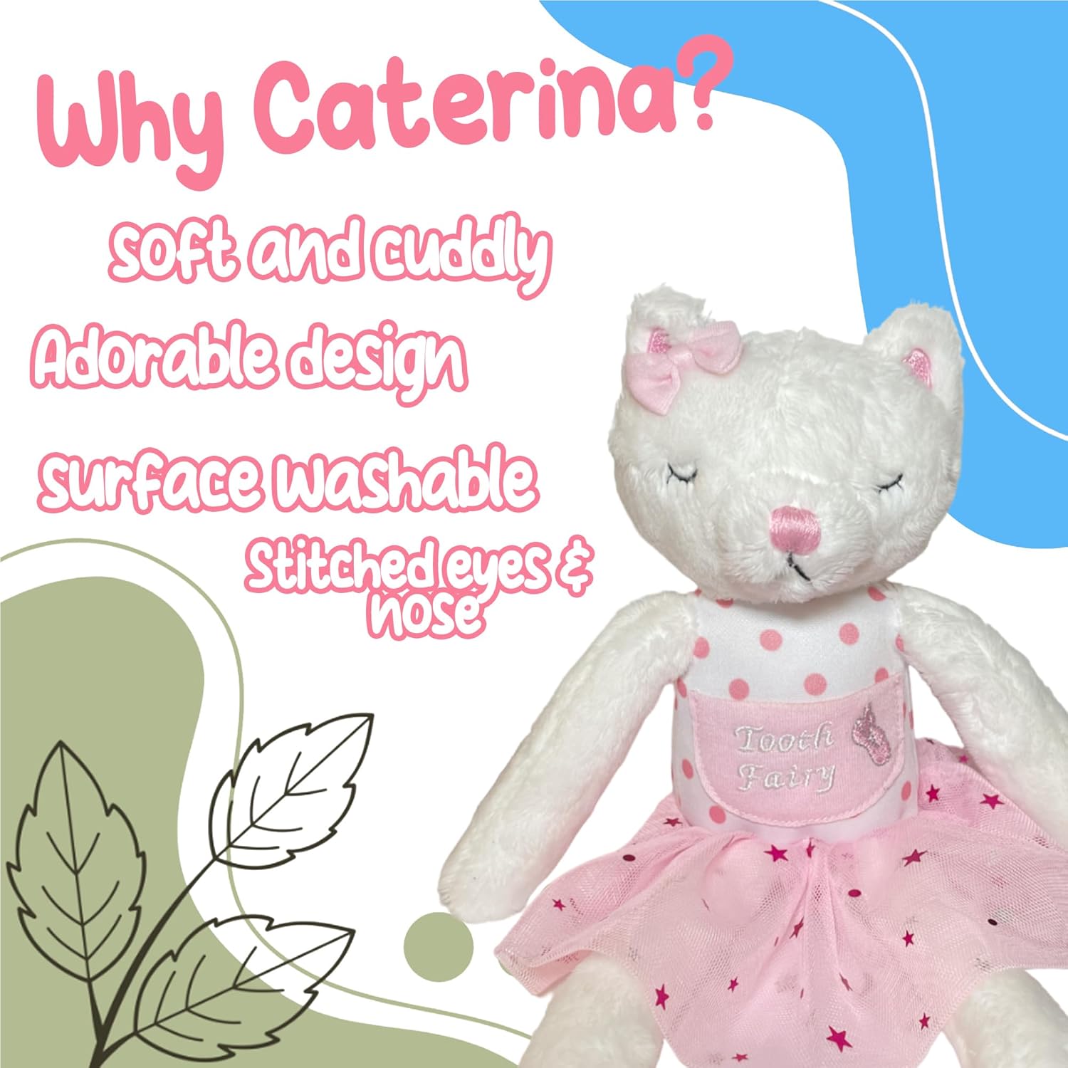 Caterina Cat Tooth Fairy Pillow for Girls