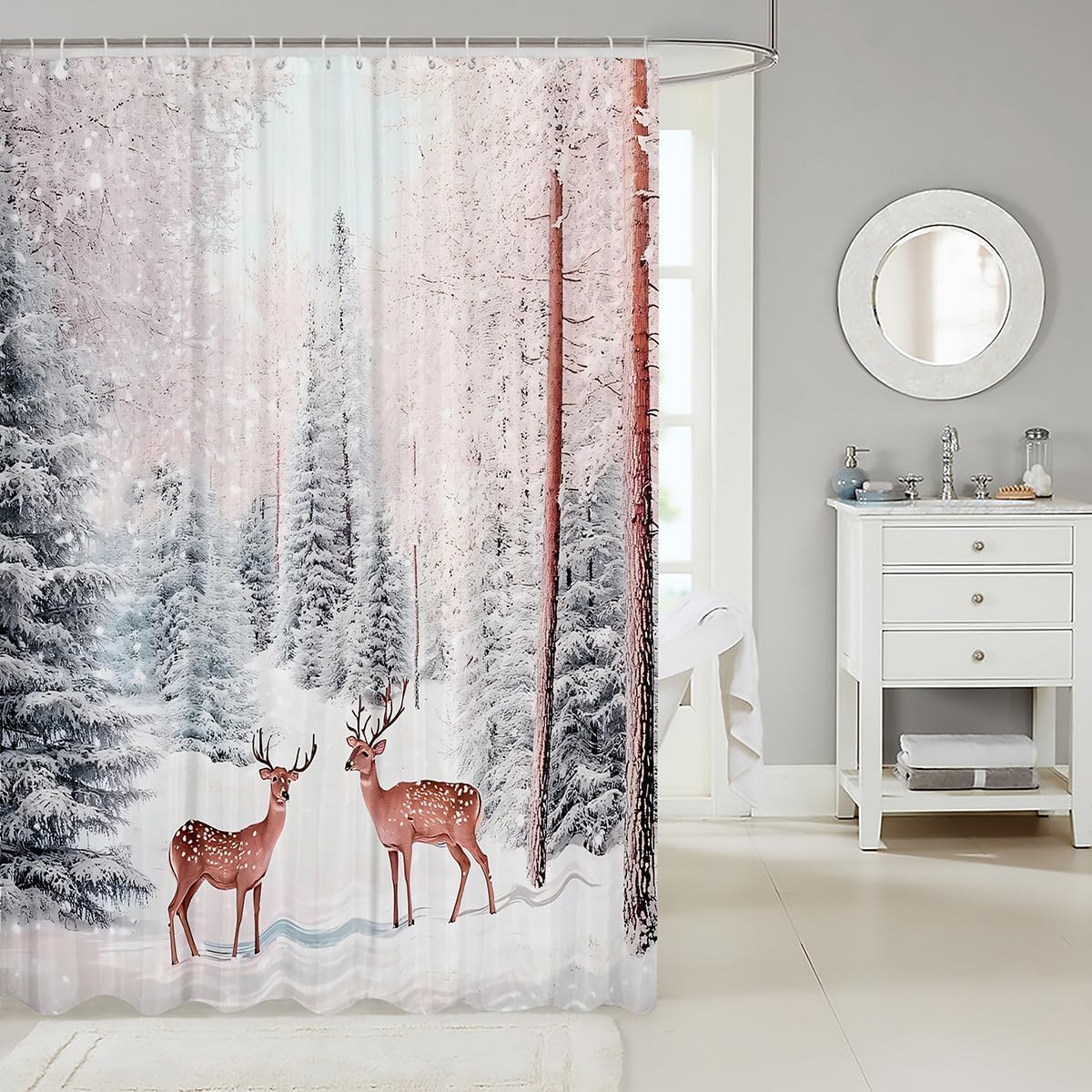 Feelyou Merry Christmas Shower Curtain Set