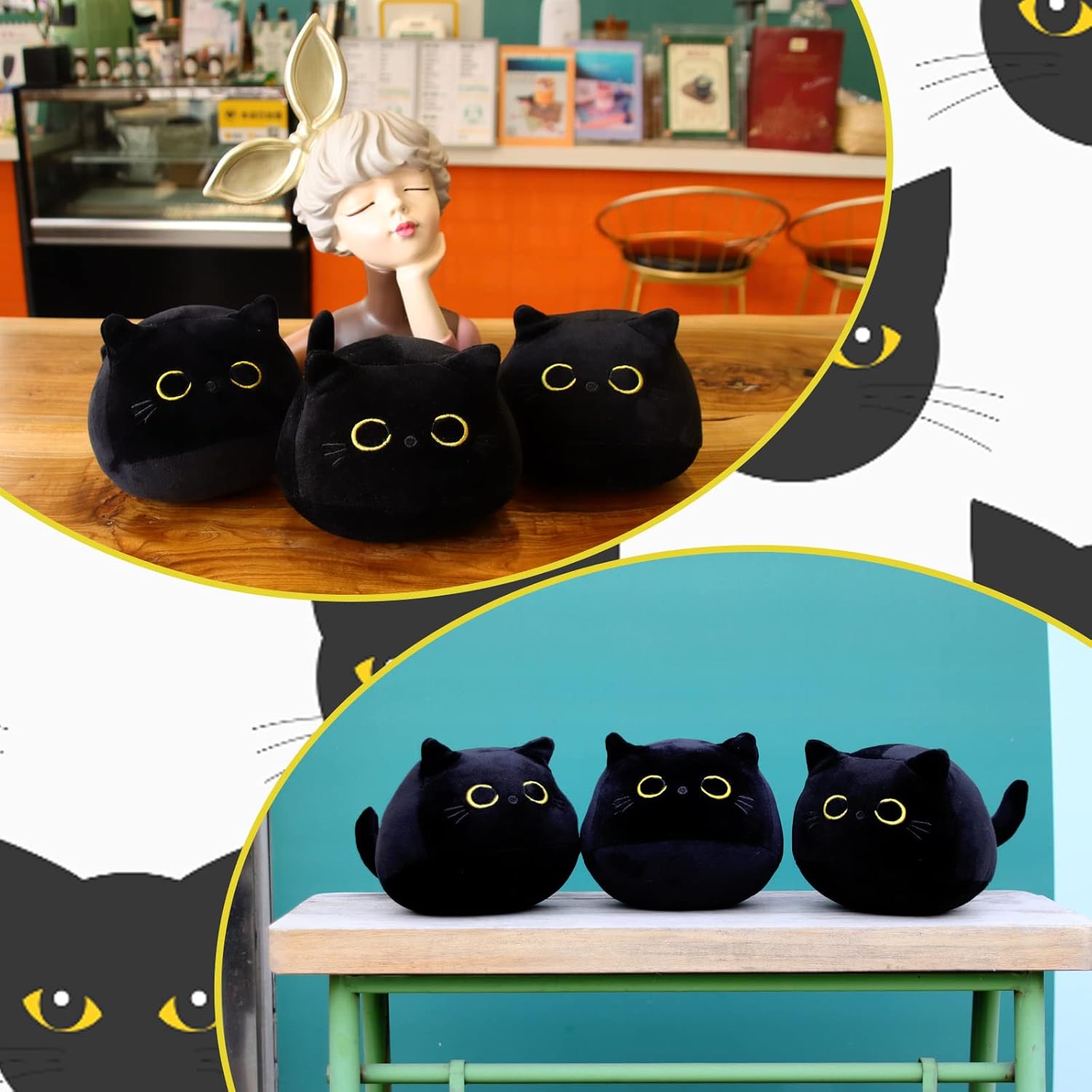 Three Black Cat Plush Perfect Gift for Kids
