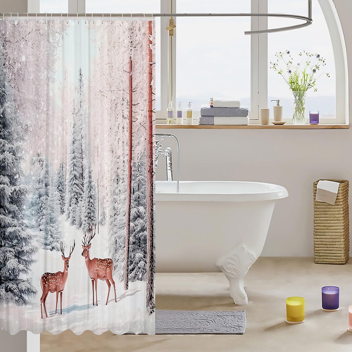 Feelyou Merry Christmas Shower Curtain Set