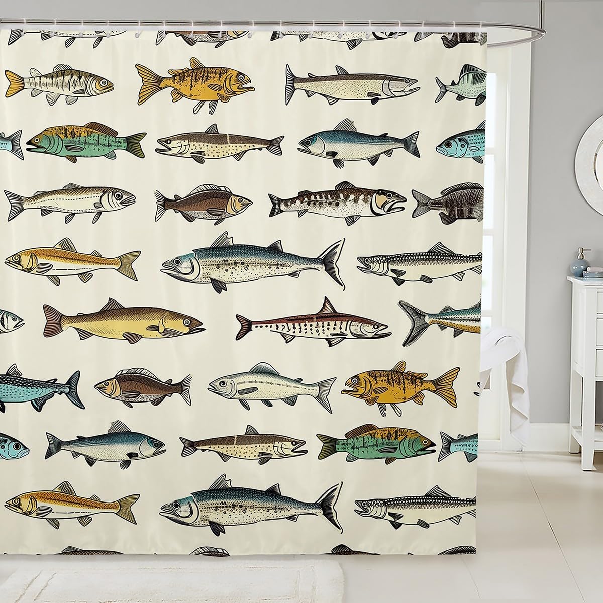 jejeloiu 72x84 Fish Shower Curtain