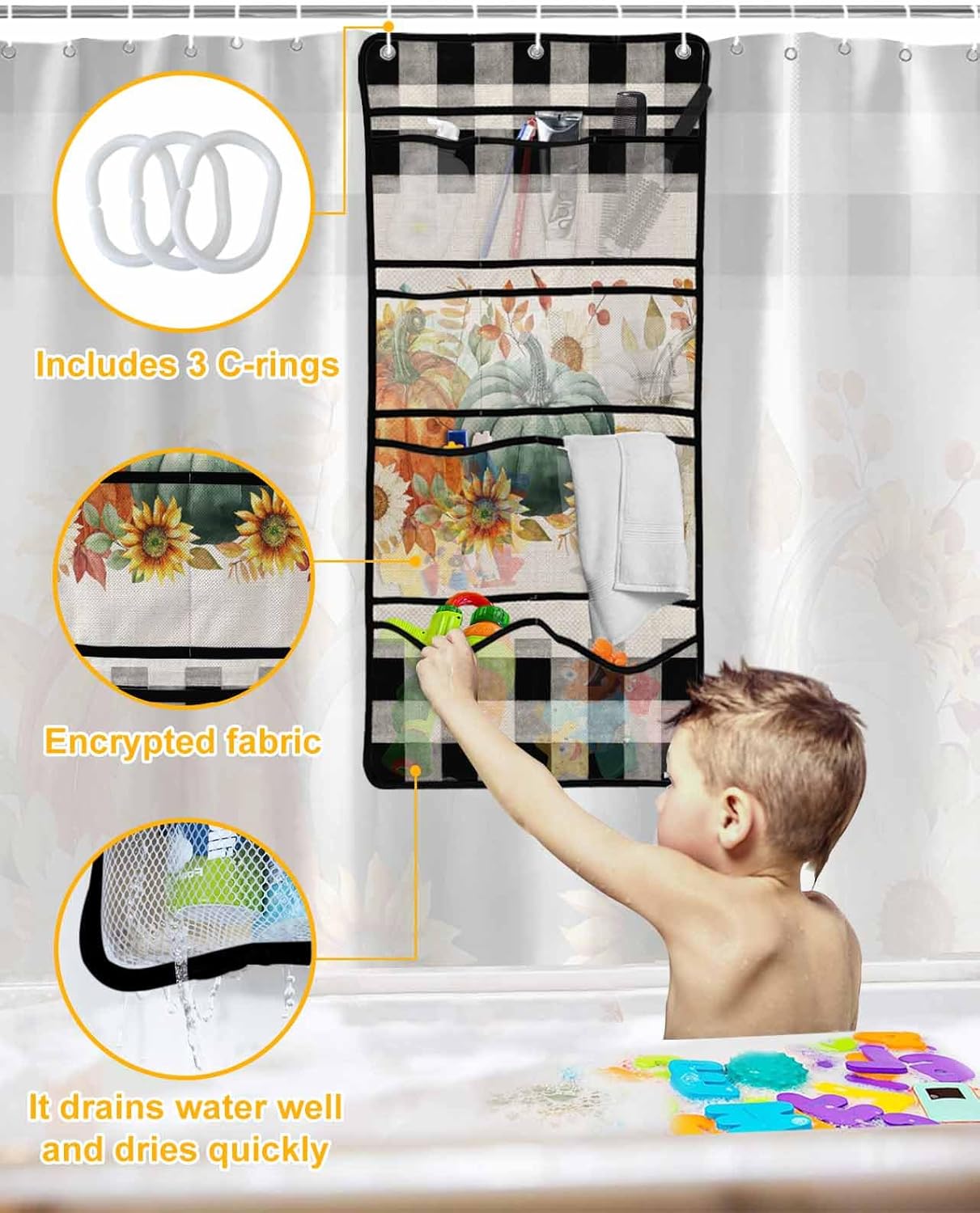 Luxurious Mesh Shower Organizer with 10 Pockets and Waterproof Fabric