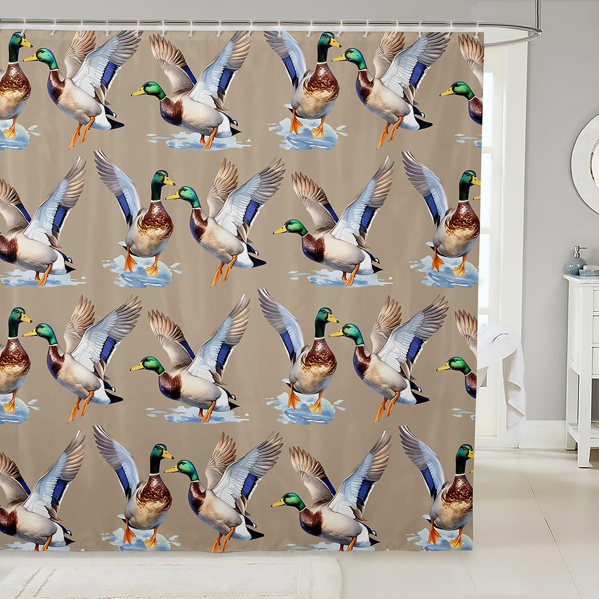 Waterproof 100 Polyester Duck Shower Curtain 72x84 Green hunting bathroom accessory