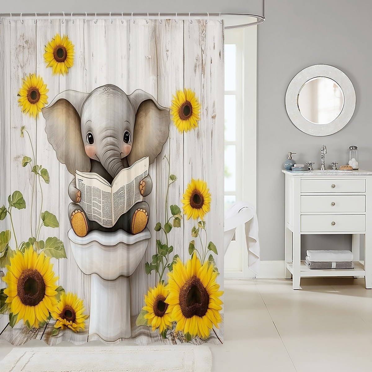 Feelyou Elephant Shower Curtains 72x72