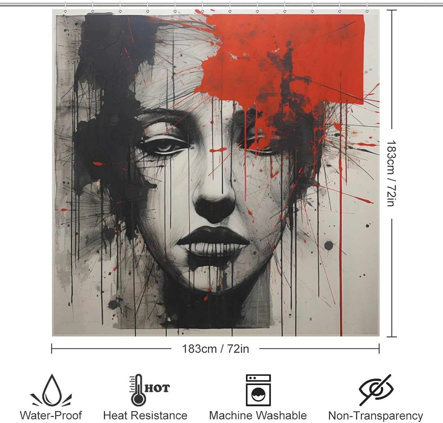 Abstract Girl Oil Painting Luxury Boho Shower Curtain Set