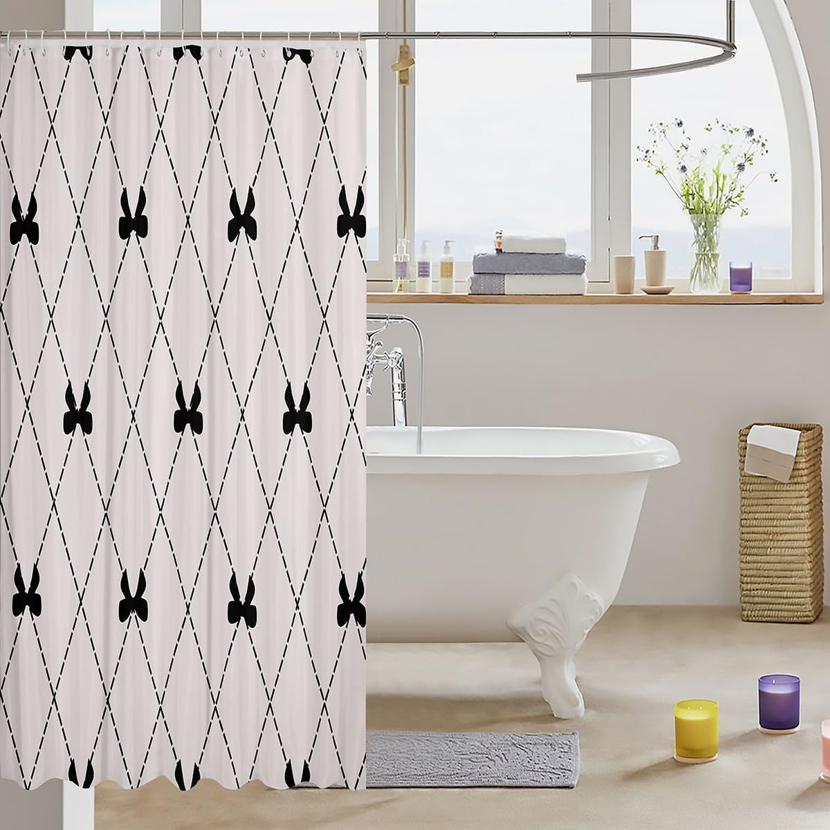Fun Bowknot Shower Curtain 72x72 - White
