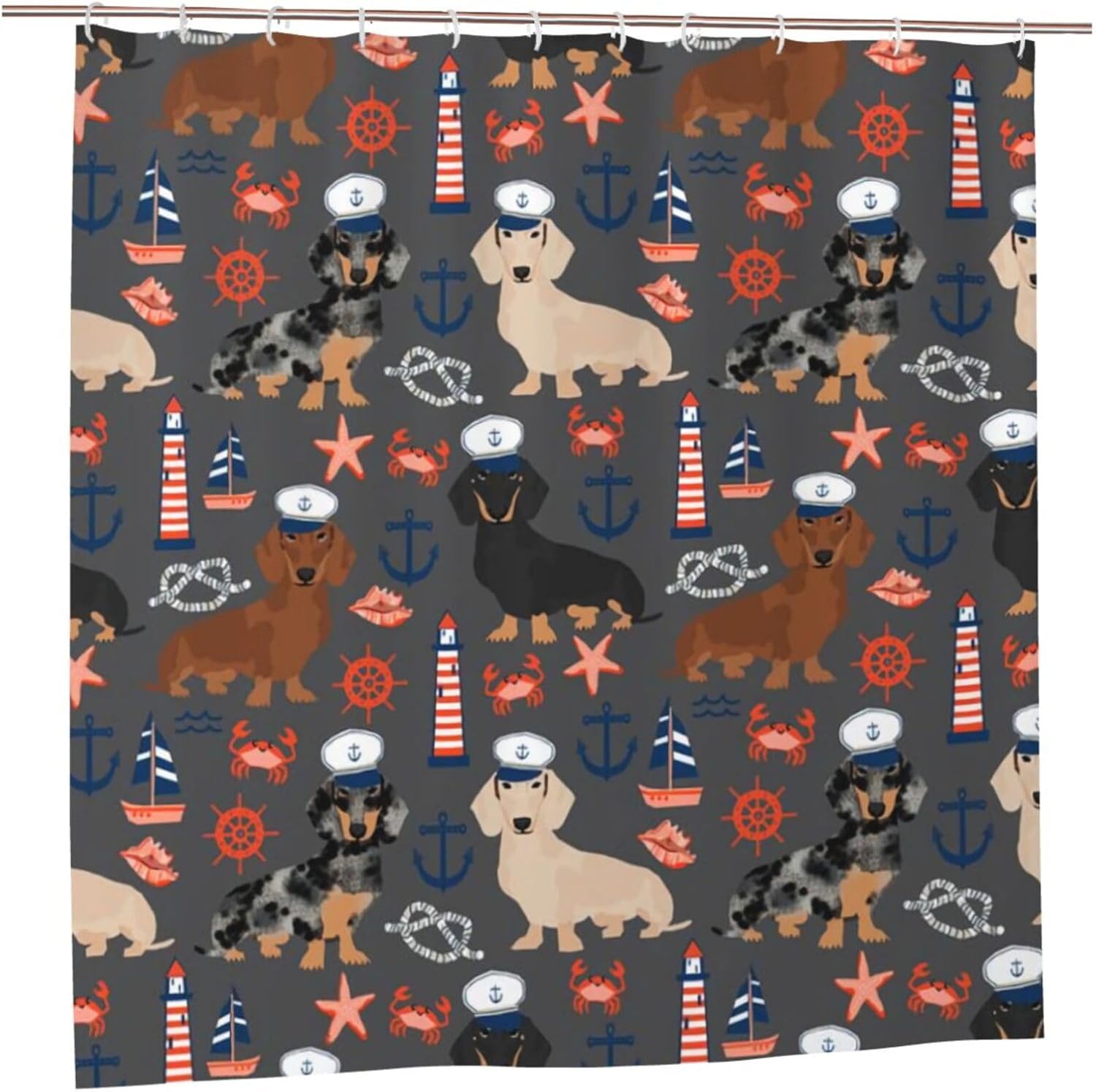 XOEIRAN Nautical Sailor Dachshund Bath