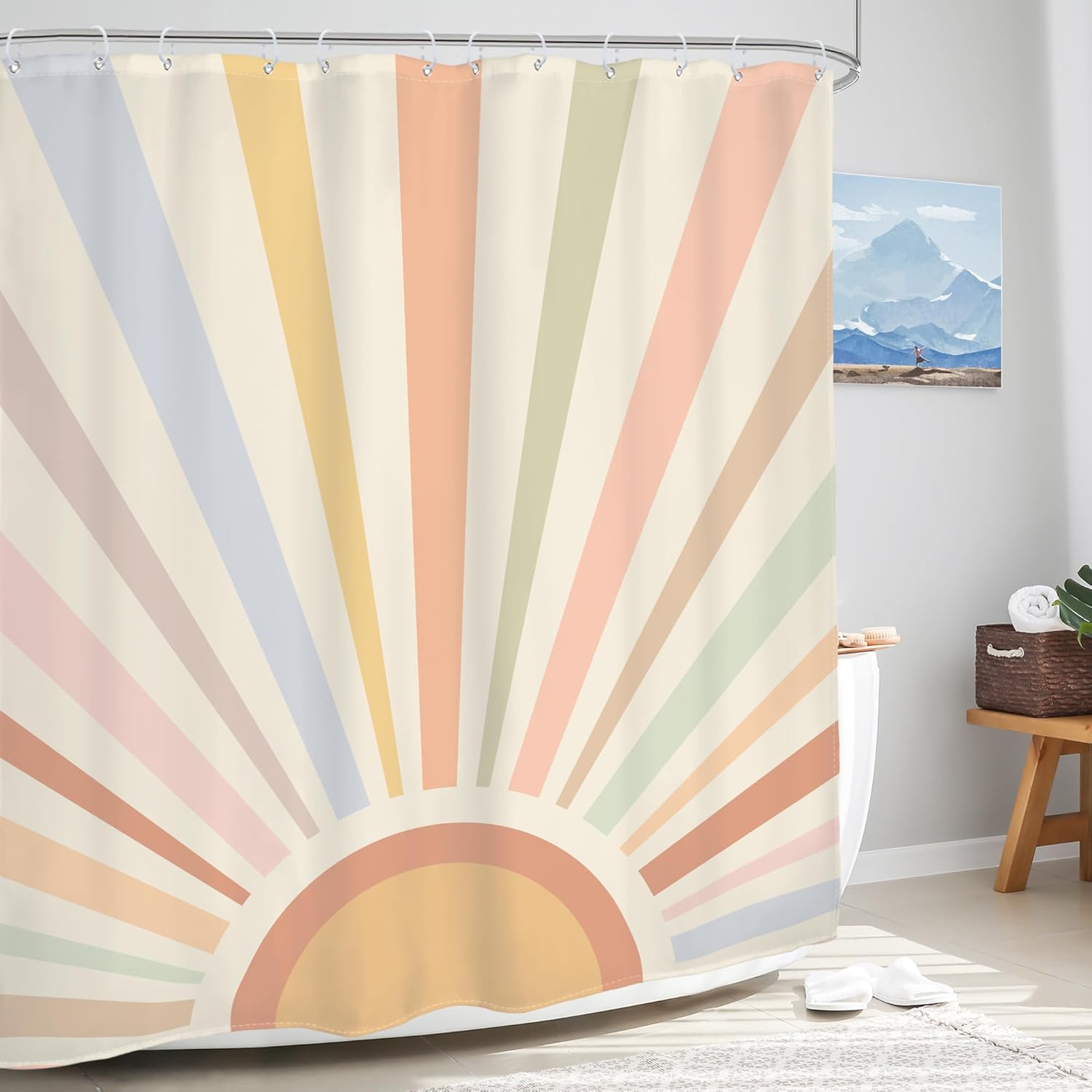 Glawry Boho Sun 60x72 Inch shower curtain set