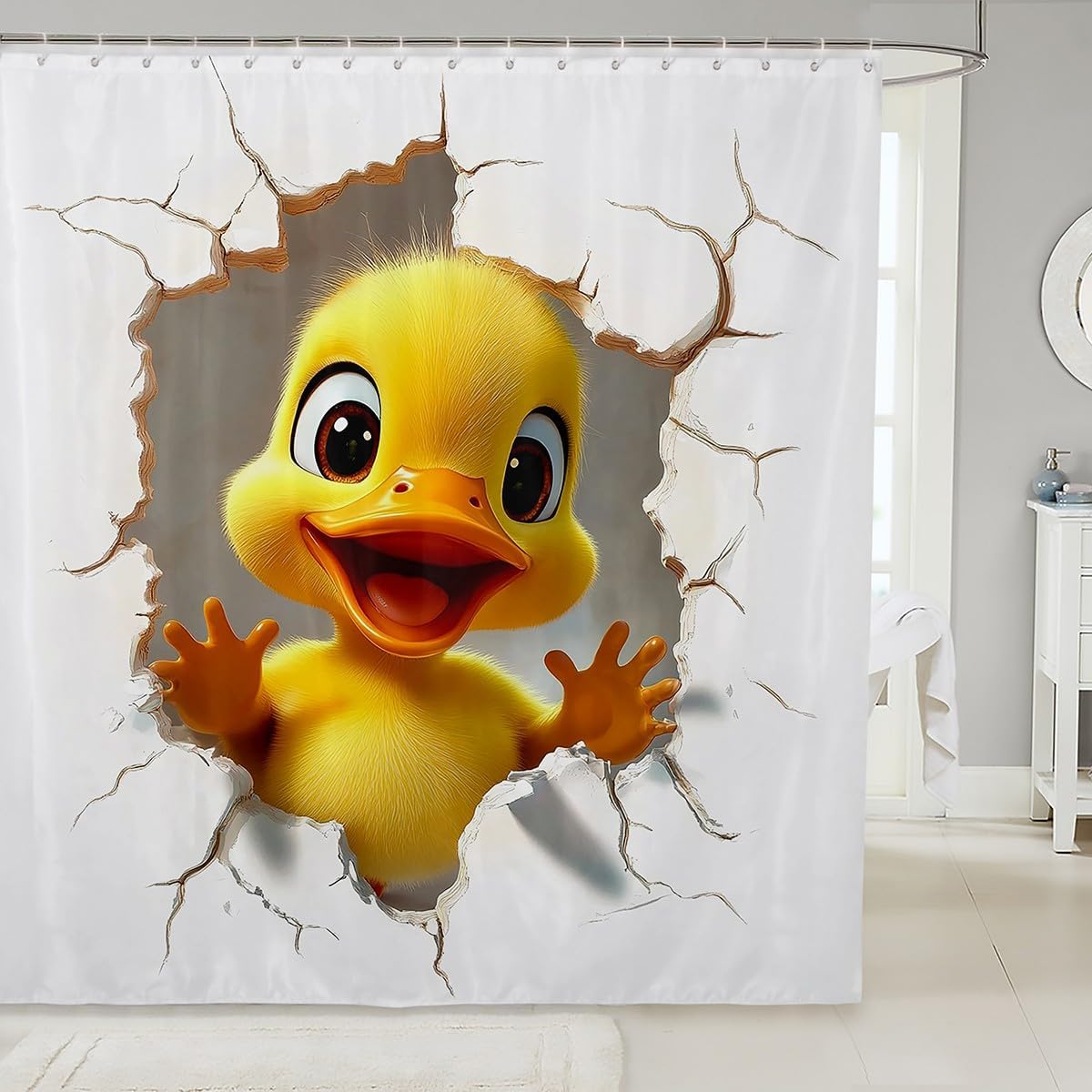 3D Funny Duck Shower Curtain Set