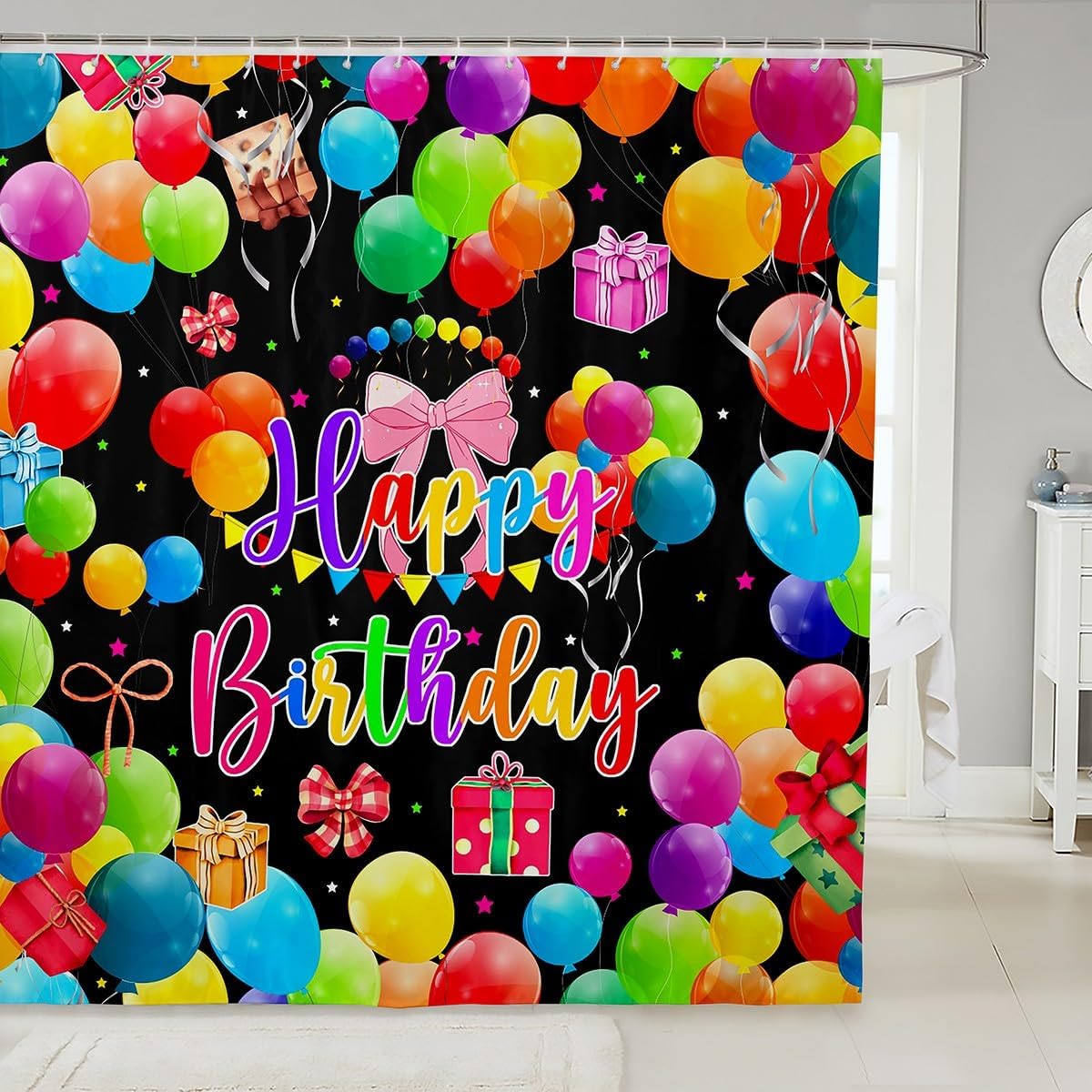 Feelyou 72x72 Bow Pattern Bath Curtain for Kids