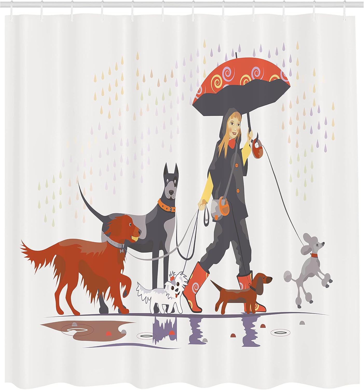 Ambesonne Dog Shower Curtain Modern Style for Your Paws on the Go