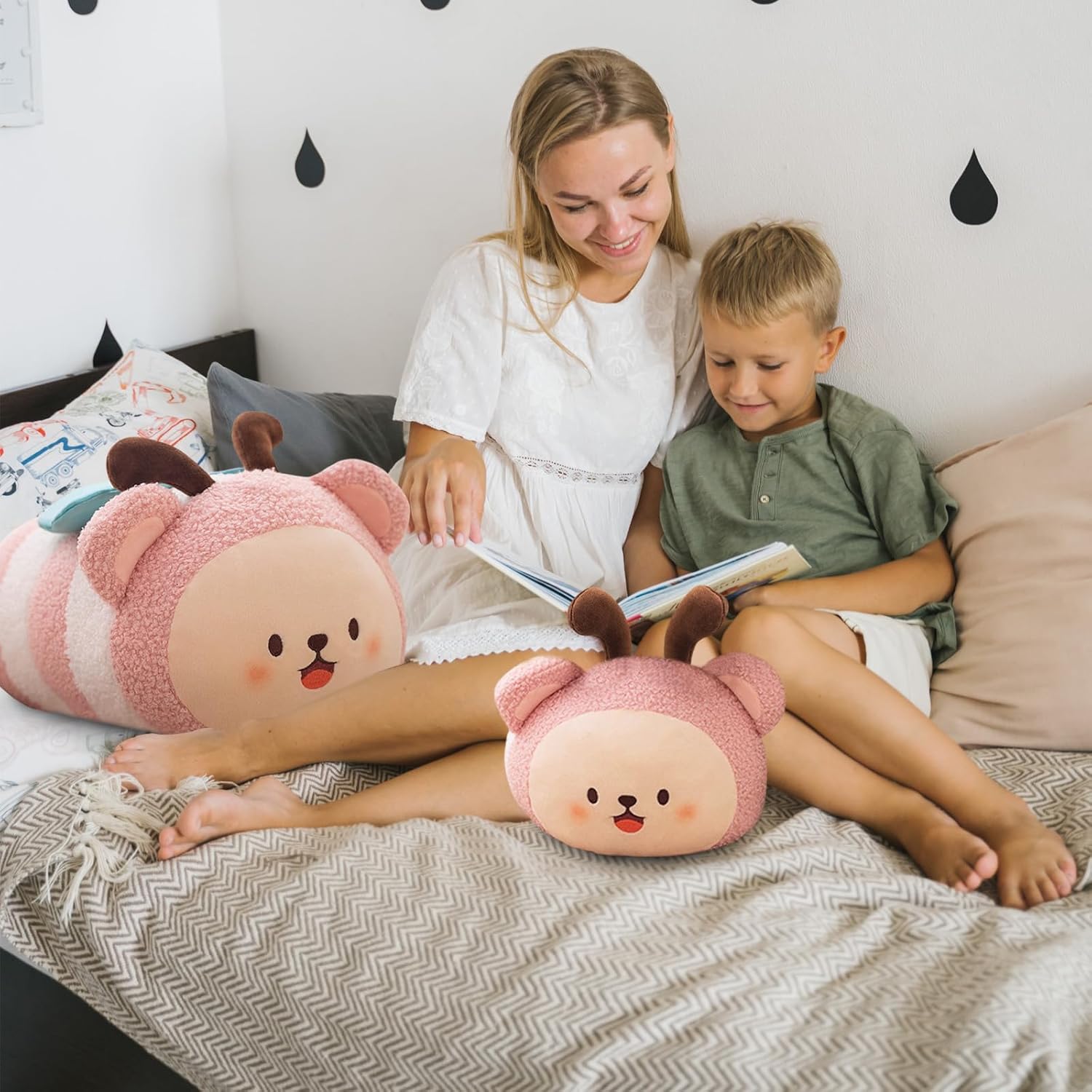 Cute Plush Pillow Kawaii Animal Toy for Kids Pink Design