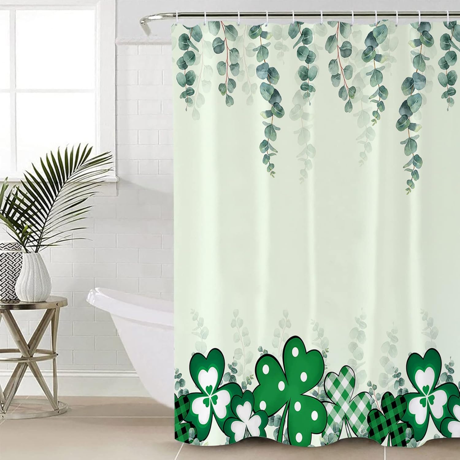 Waterproof Shower Curtain for Bathroom with St Patricks Day Lucky Clover Shamrock