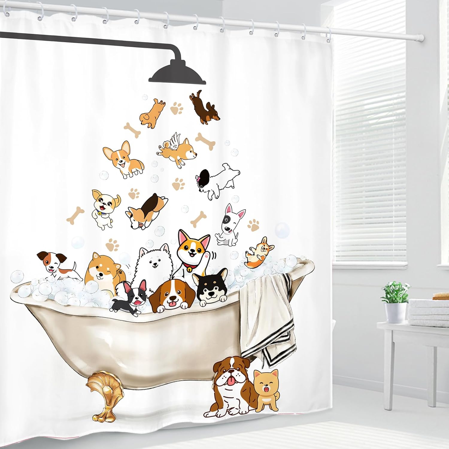 Adorable Hilarious DogCurtainsPack-in-ShowerPhewx72inchPoly-Washable-WaterproofPacks