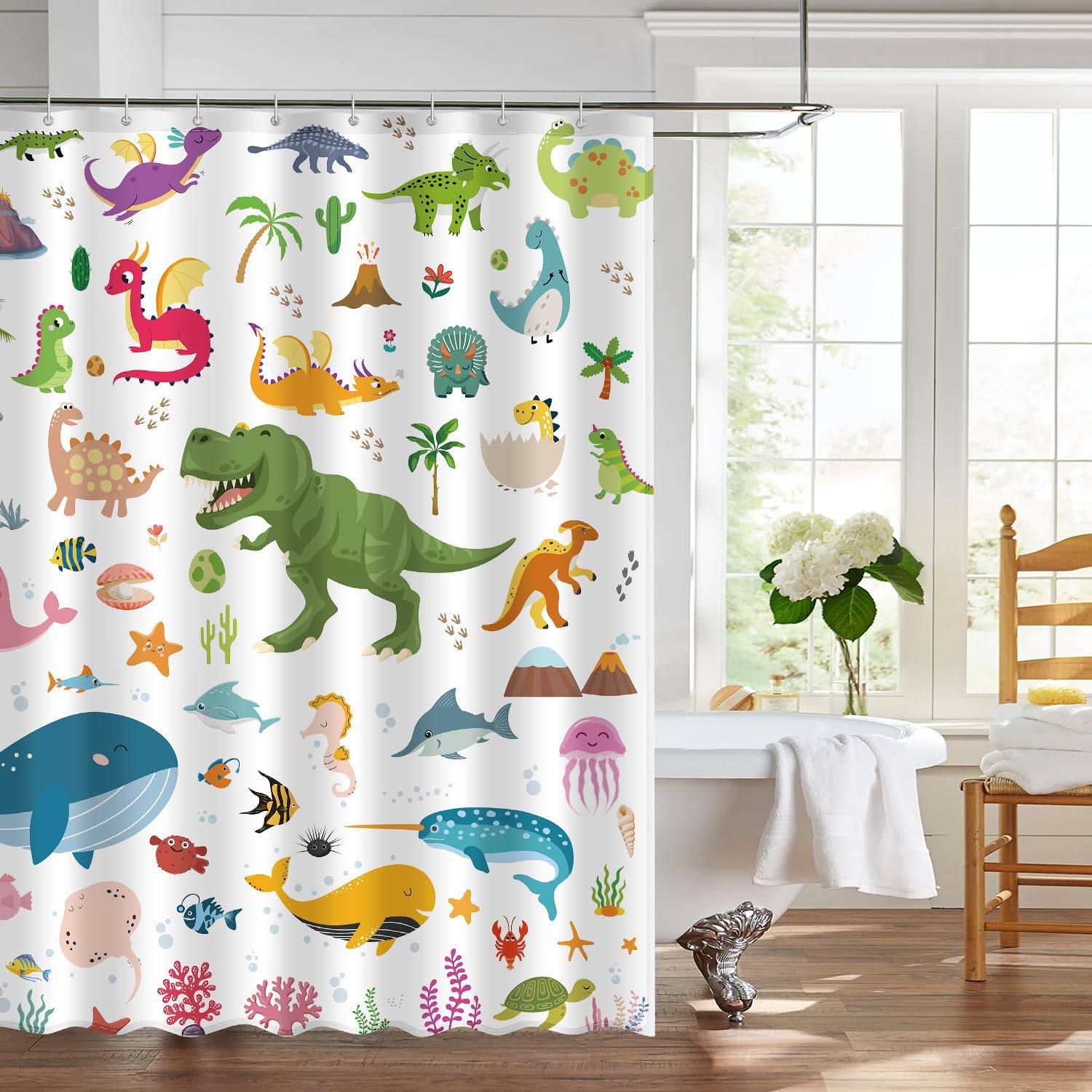 Kids Bathroom Ocean Shower Curtain Set