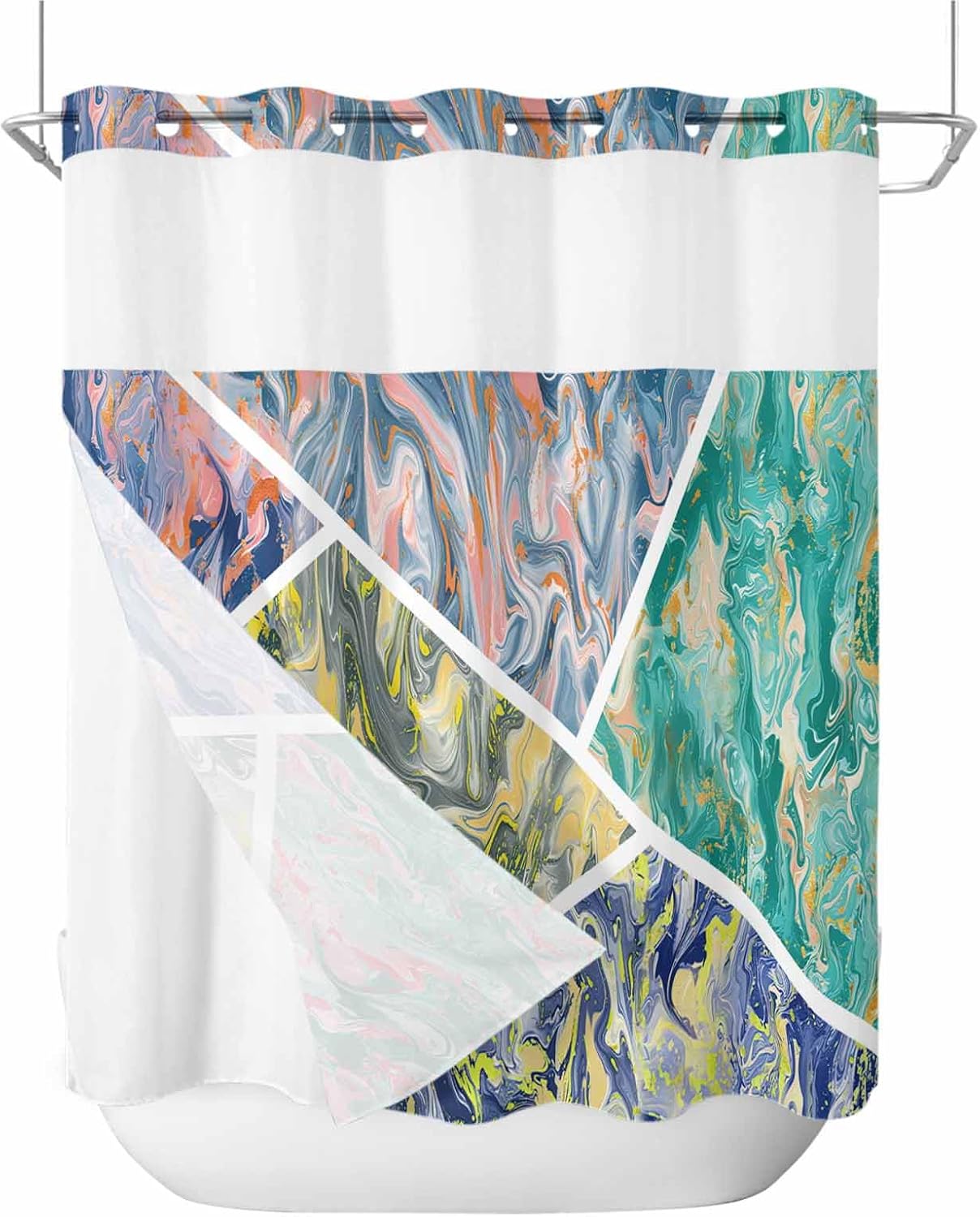 Modern No-Hook Shower Curtain Set