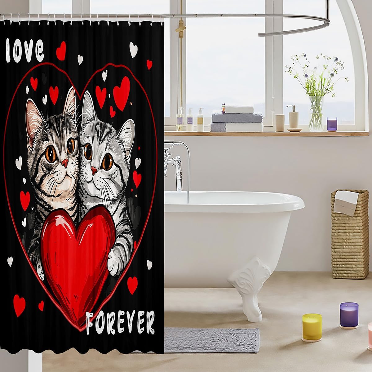 Midway Co Cat Couple Bath Curtain