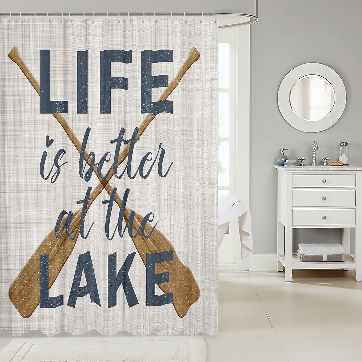 Lake Life Shower Curtain Kids Bath Set with 12 Hooks
