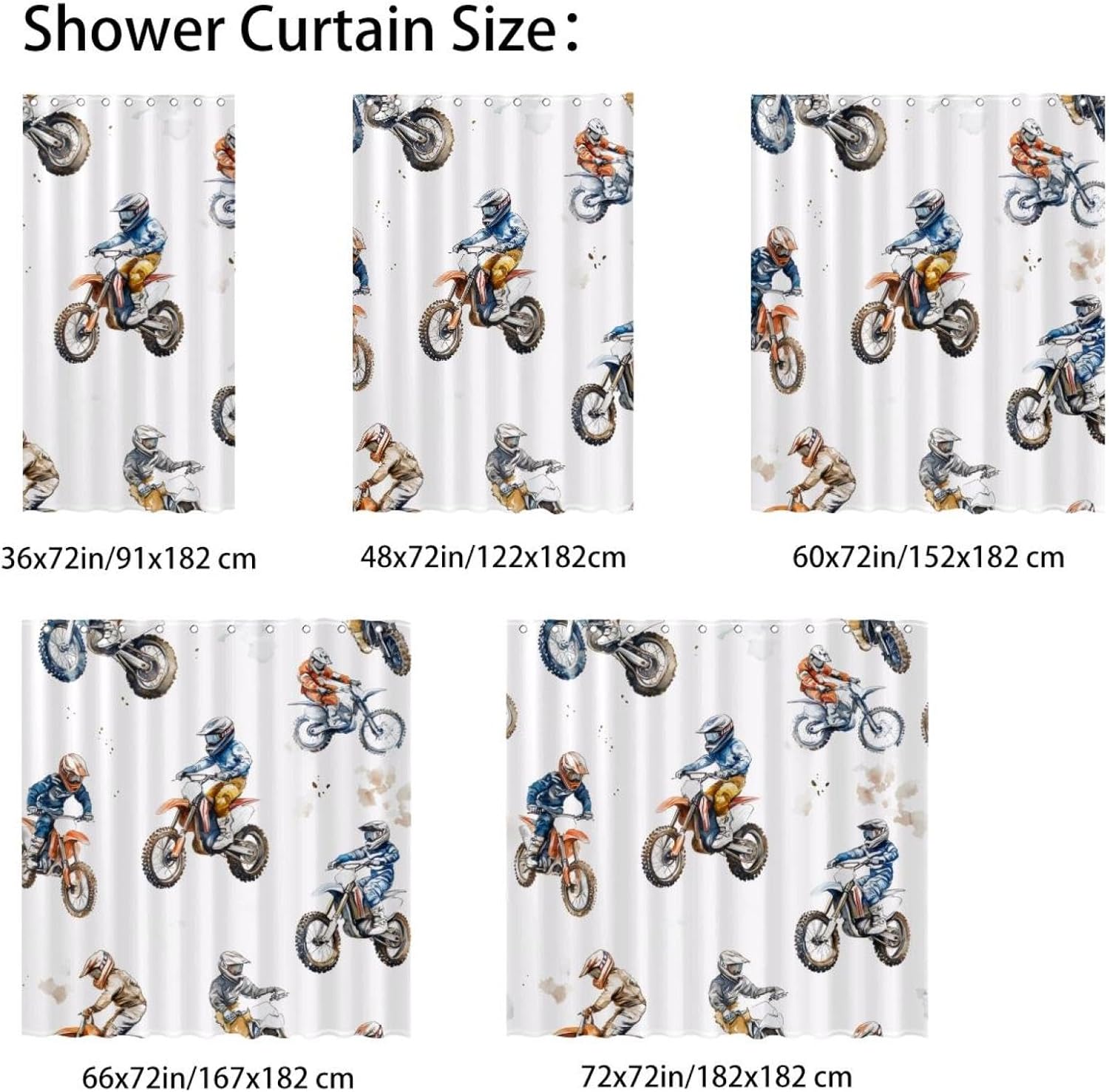 Boys Motorcross Prints 48x72 in Shower Curtain Set