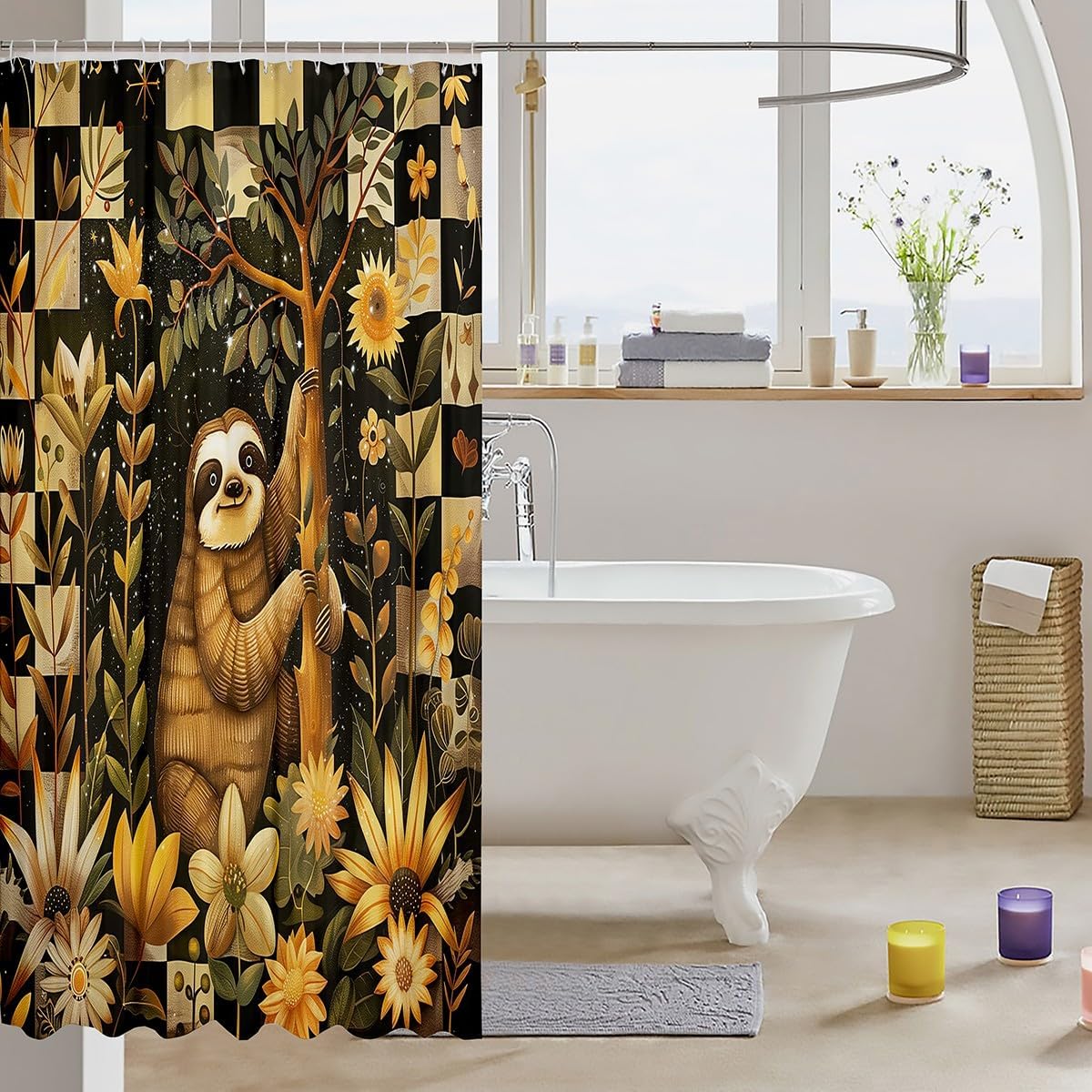 Feelyou Cute Sloth Bathroom Shower Curtain 72x78