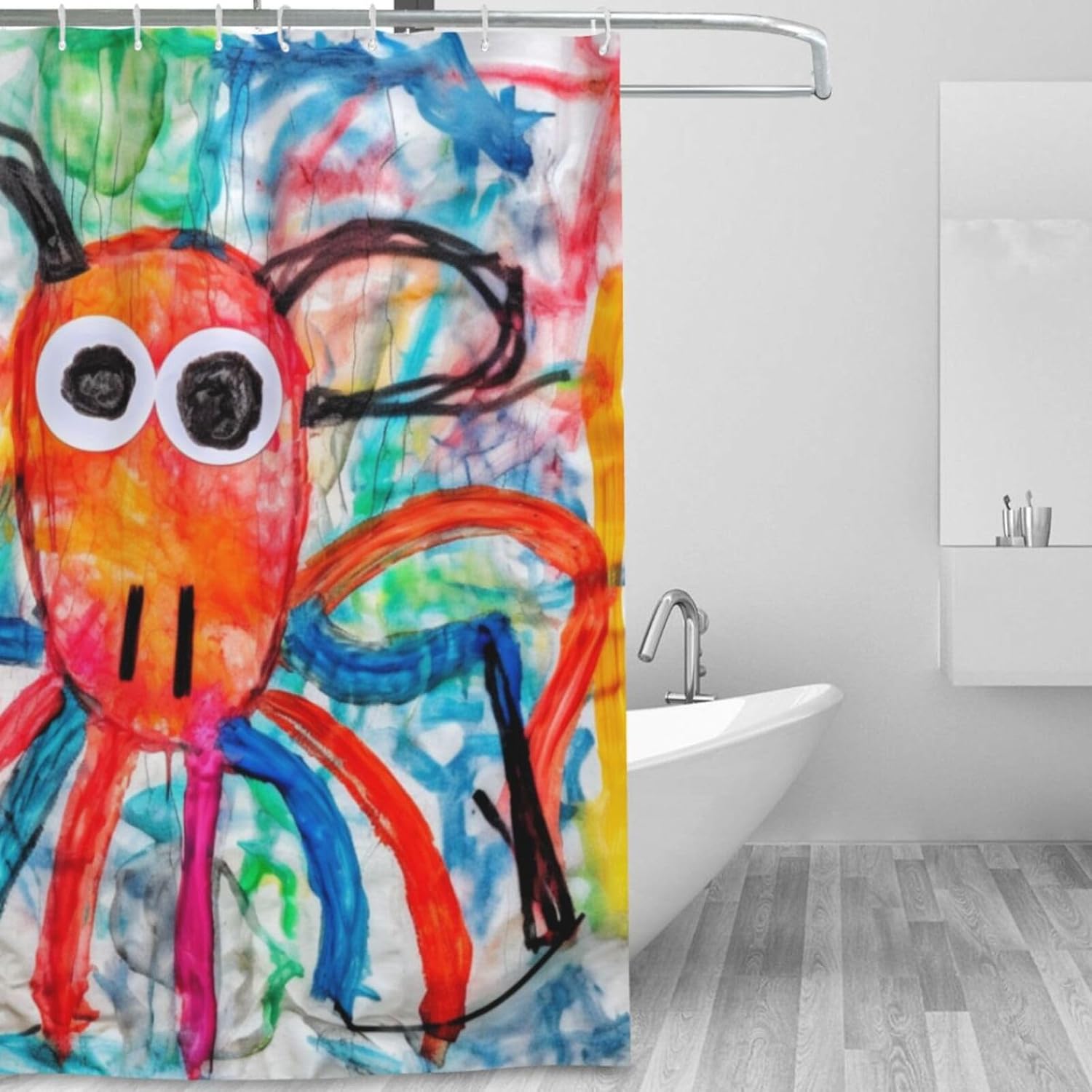 Abstract Octopus Shower Curtain Set with 12 Hooks 72x72in