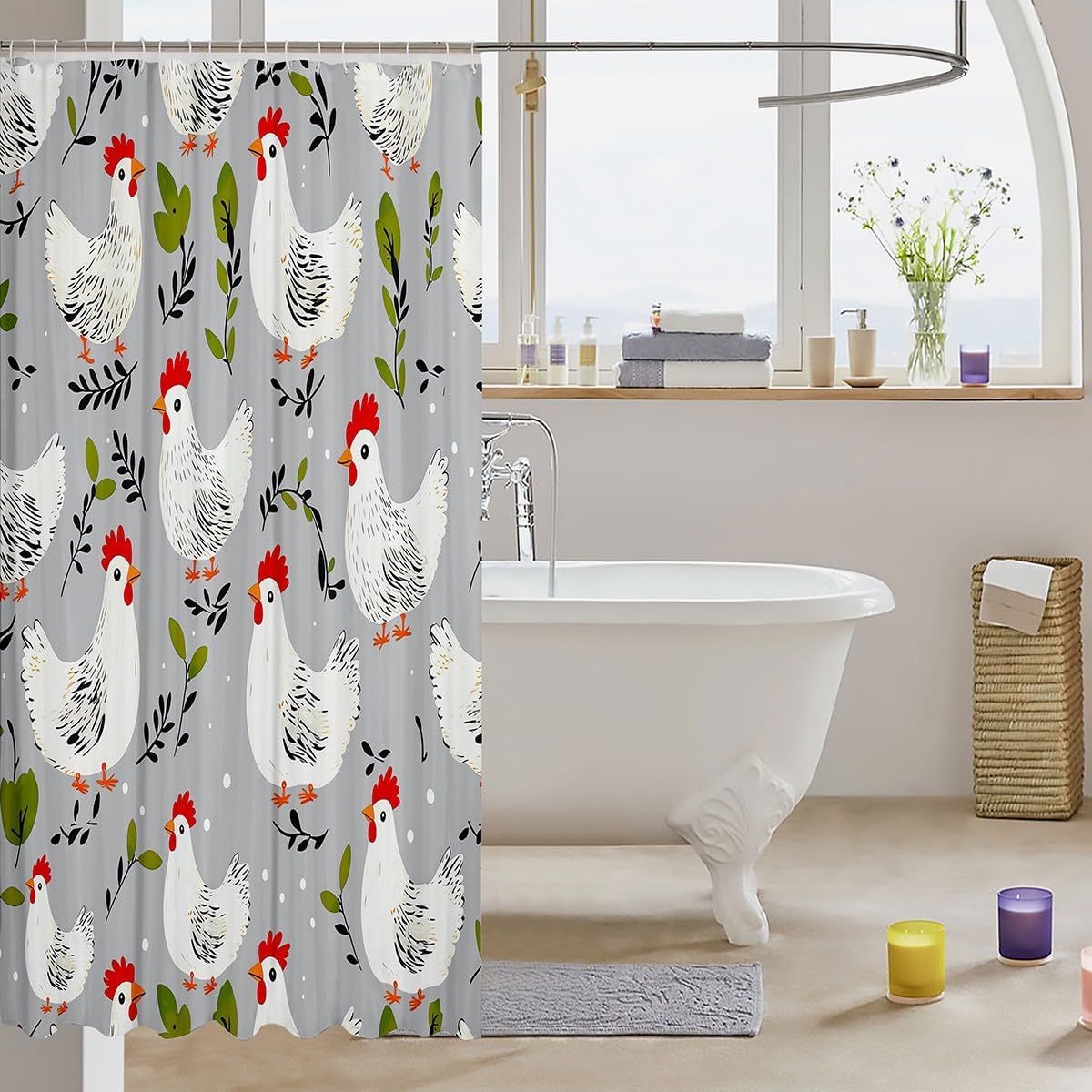 Chic Fun 72x72 Farm Animal Bath Curtain Set
